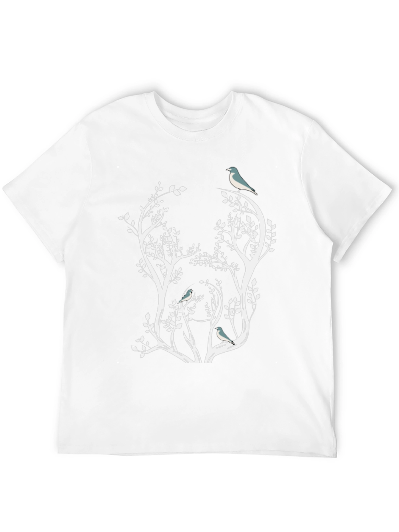 Nature Inspired Bird & Tree Graphic Black T-Shirt