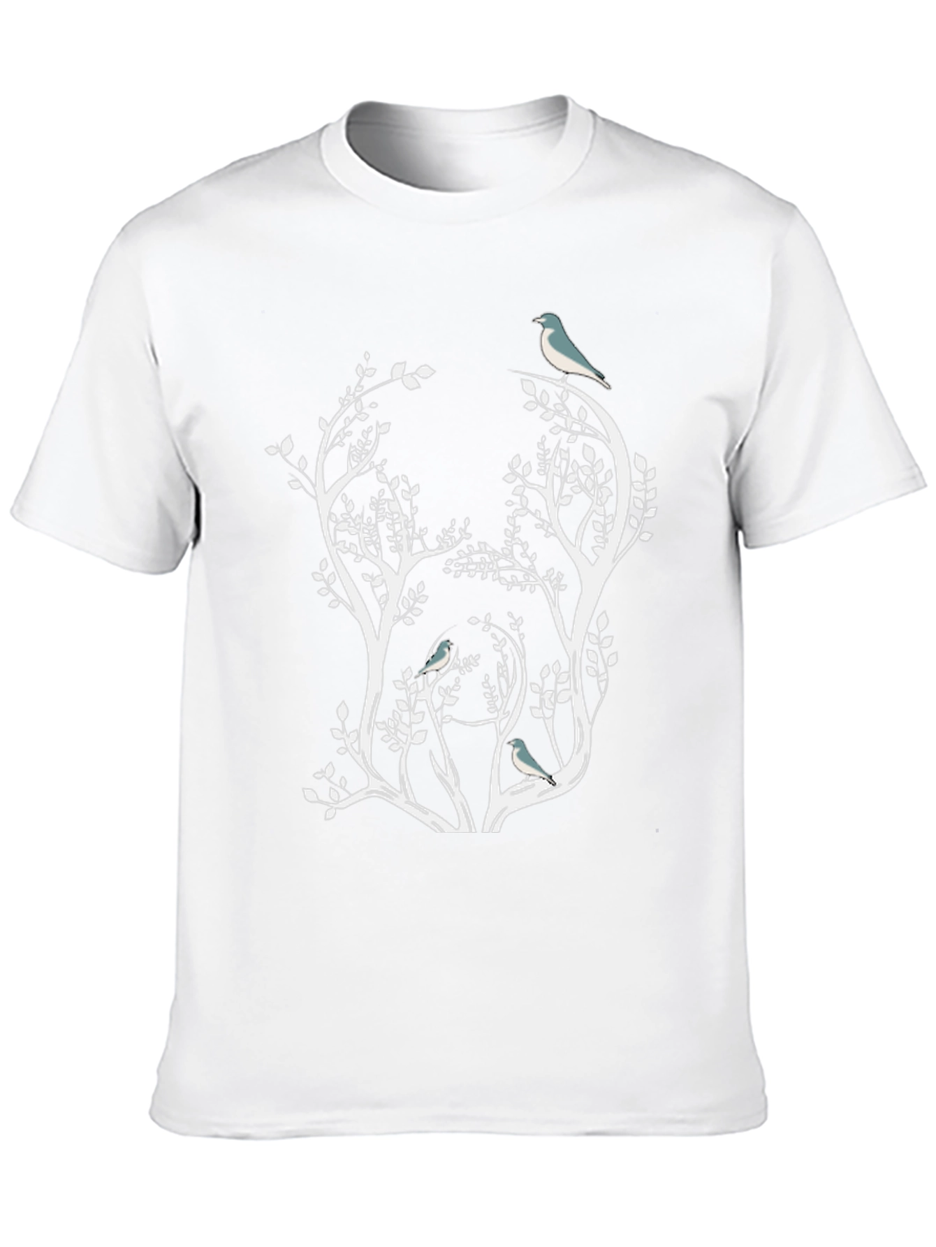 Nature Inspired Bird & Tree Graphic Black T-Shirt