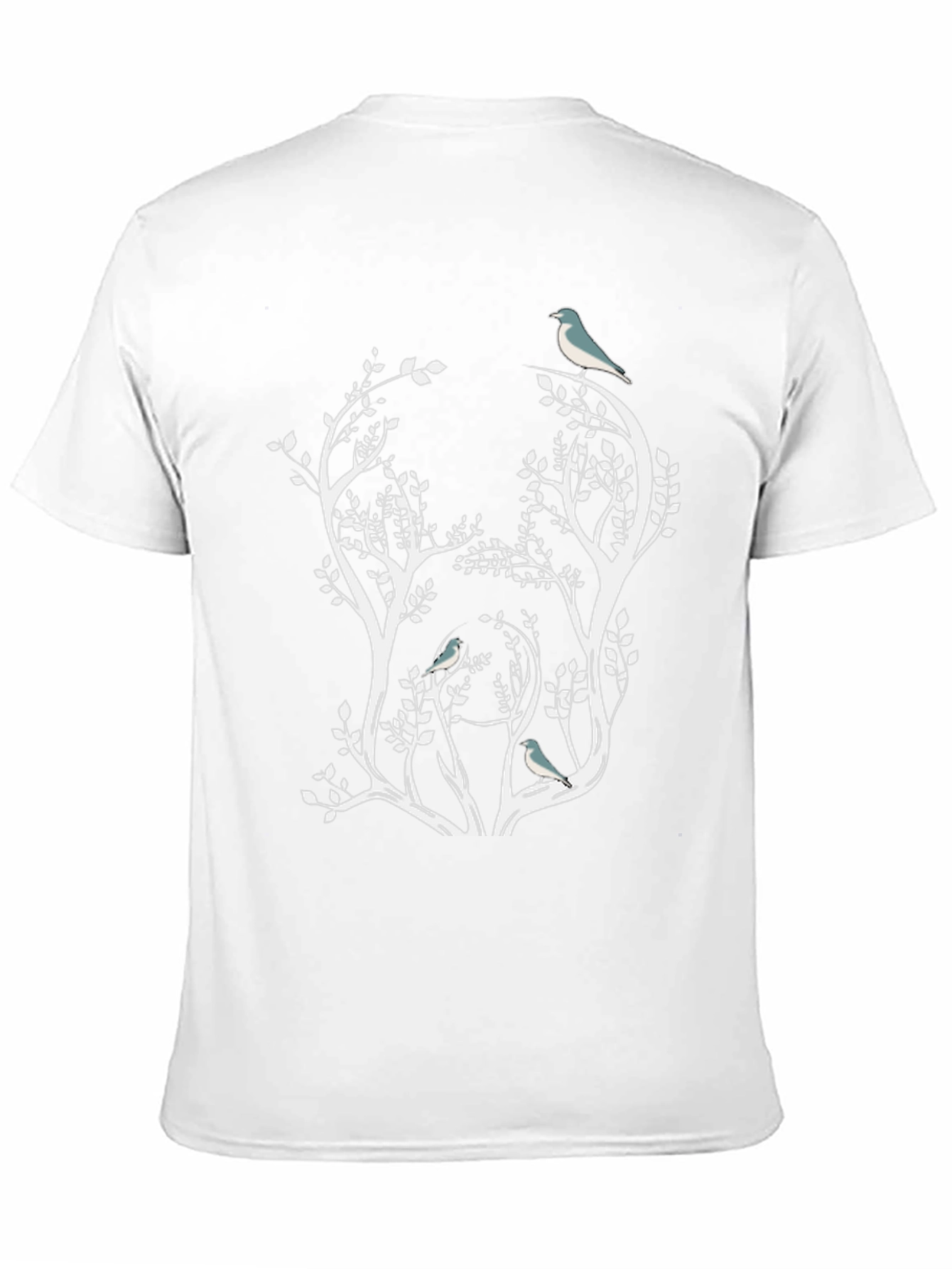 Nature Inspired Bird & Tree Graphic Black T-Shirt