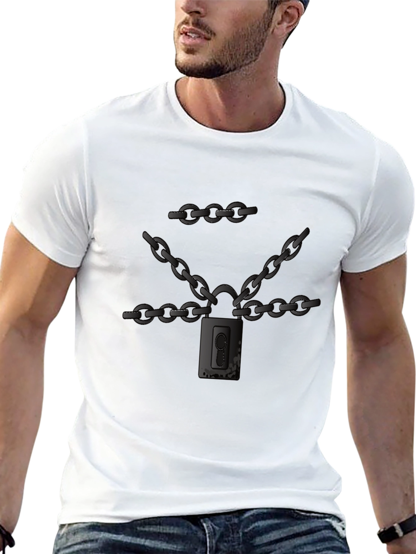 Chained Padlock Graphic Tee - Dark Humor Fashion