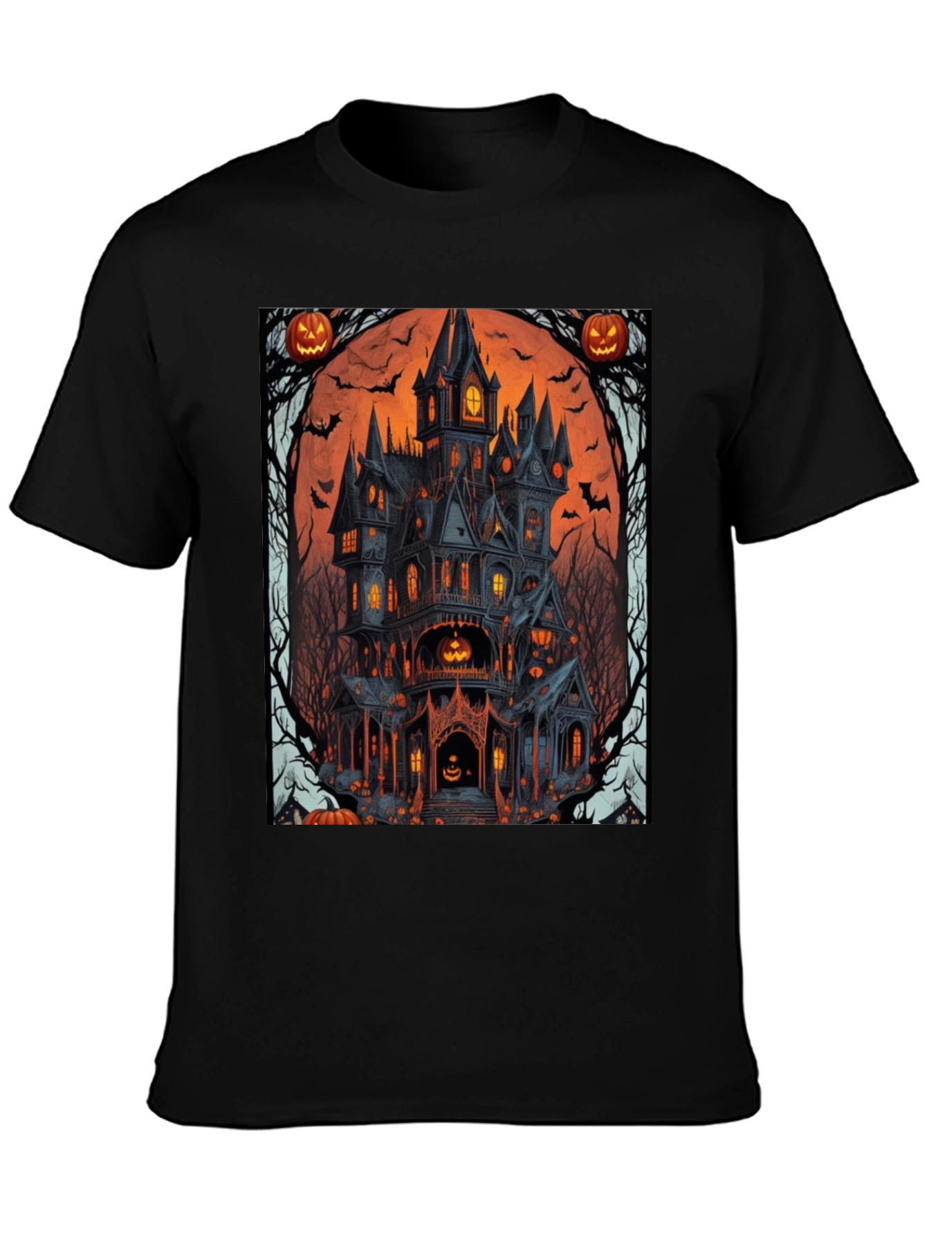 Spooky Halloween Mansion Graphic Tee - Unisex