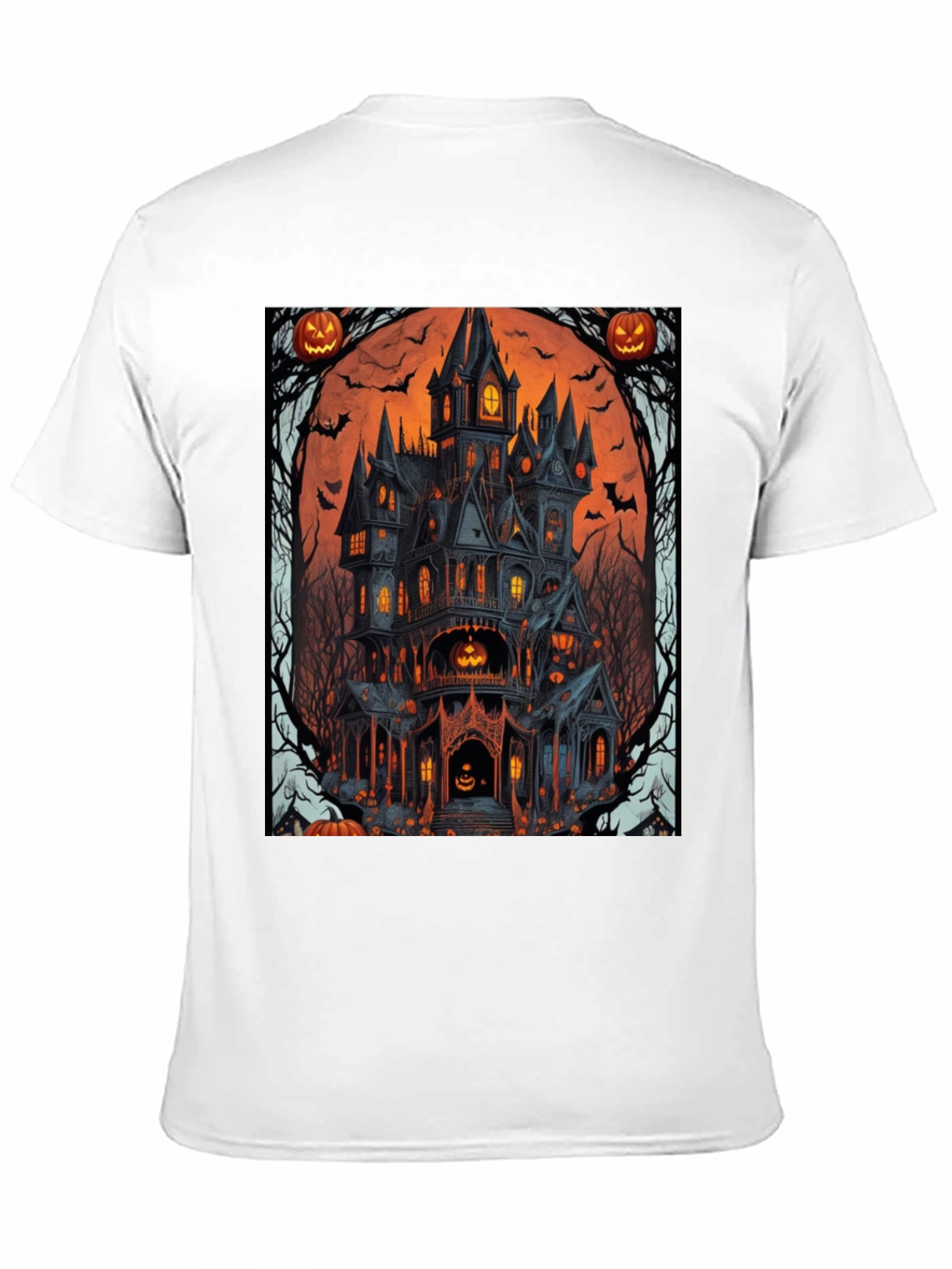 Spooky Halloween Mansion Graphic Tee - Unisex