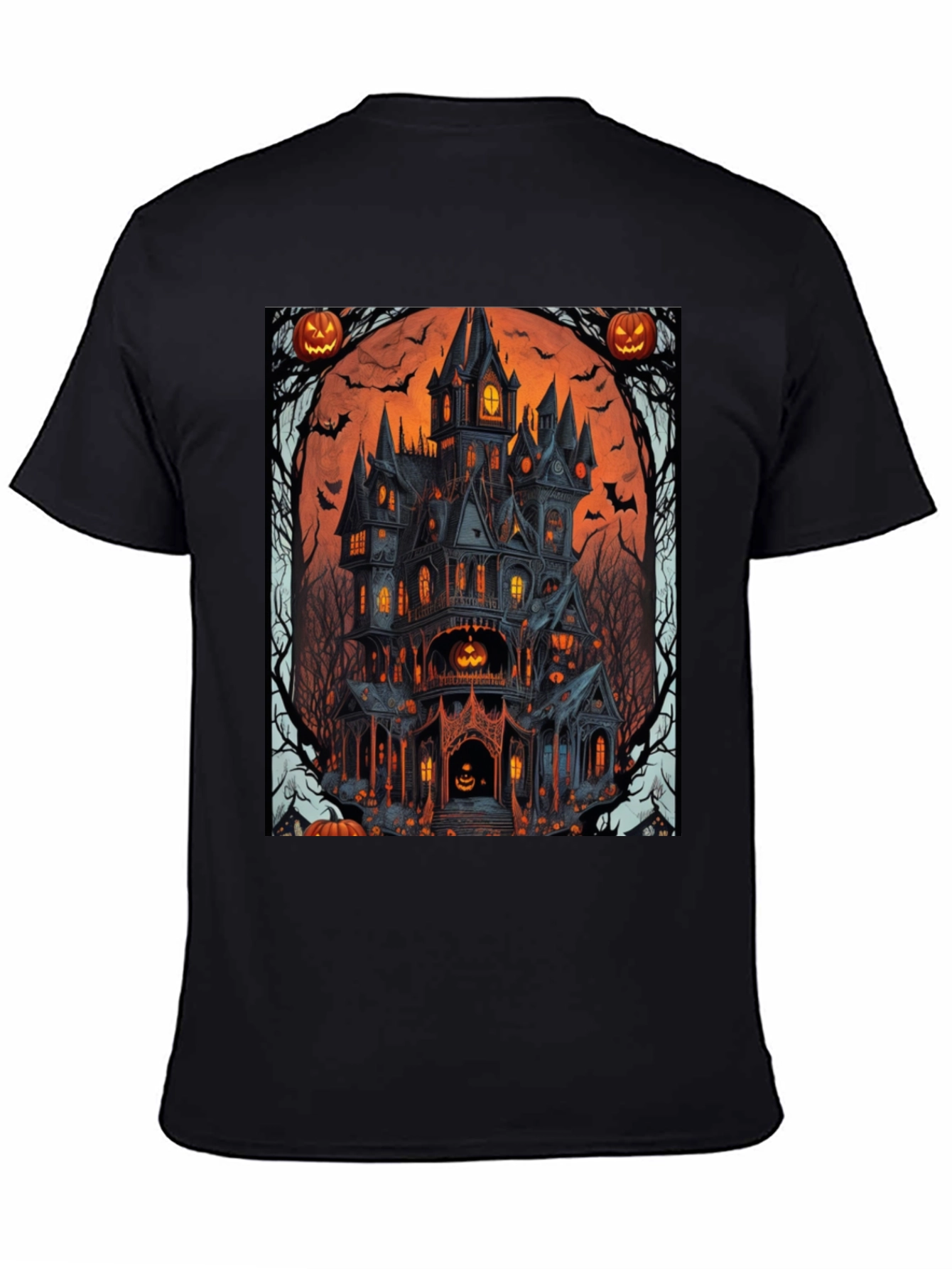 Spooky Halloween Mansion Graphic Tee - Unisex