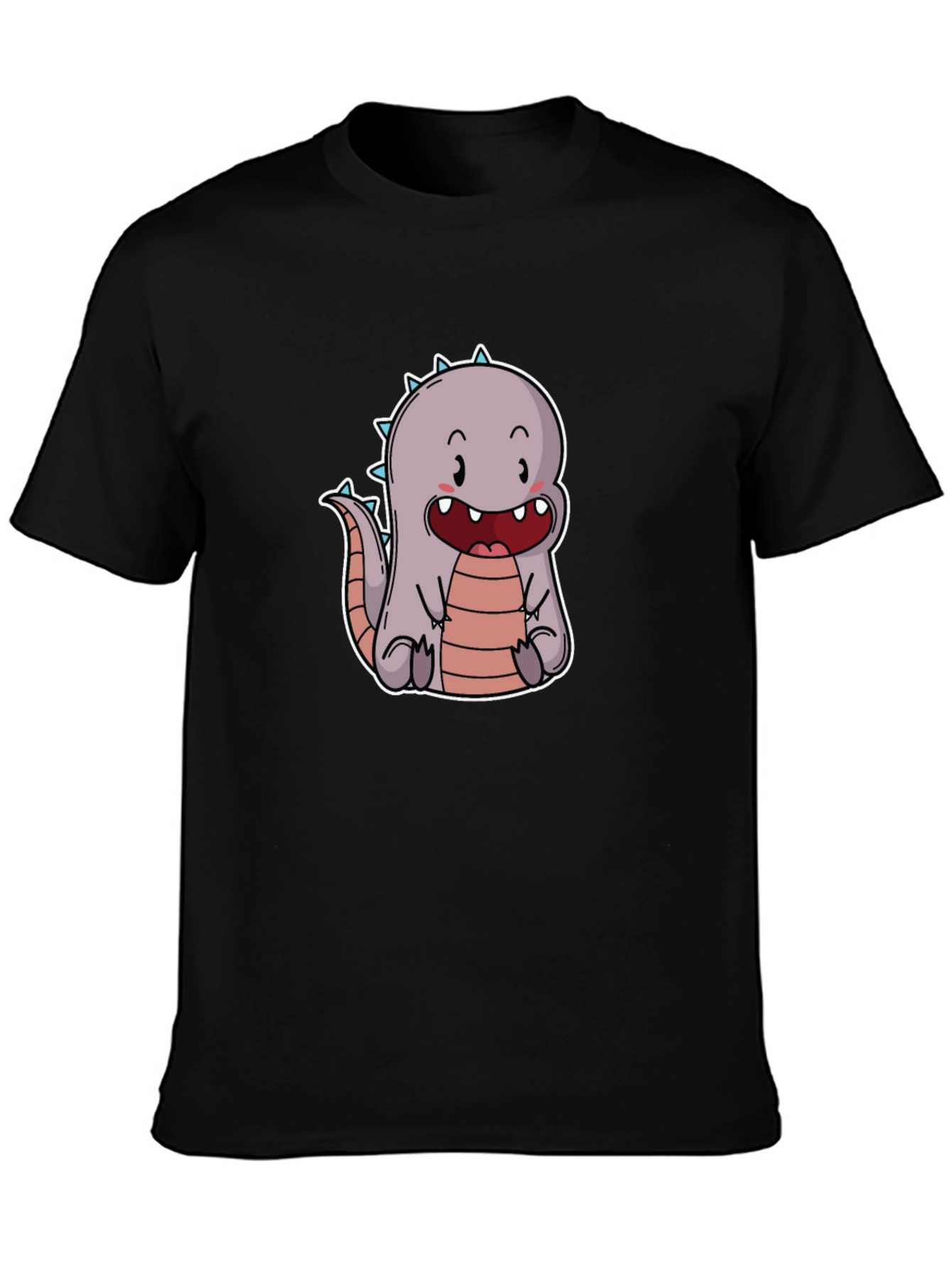 Cute Cartoon Dinosaur T-Shirt - Black