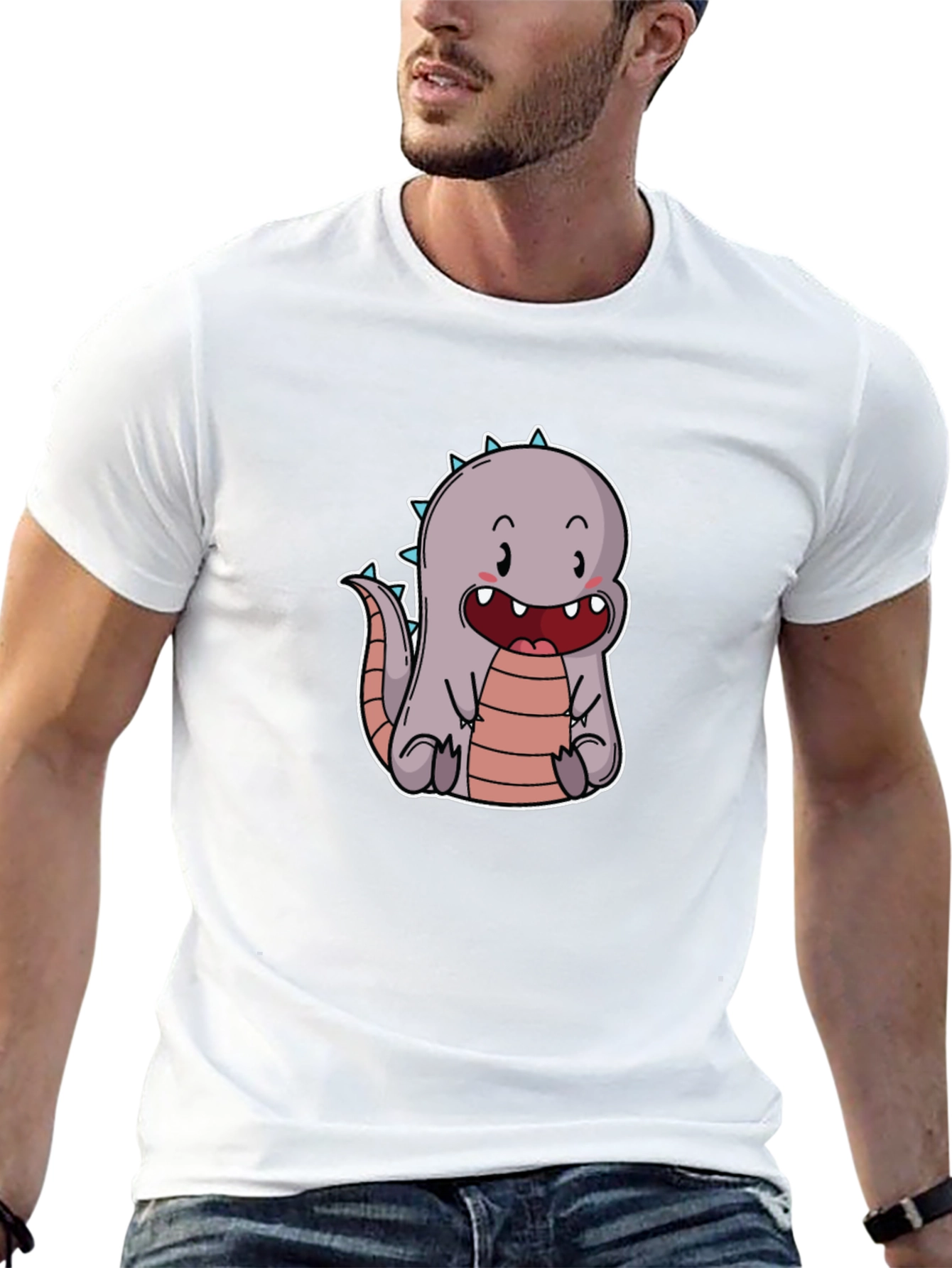 Cute Cartoon Dinosaur T-Shirt - Black