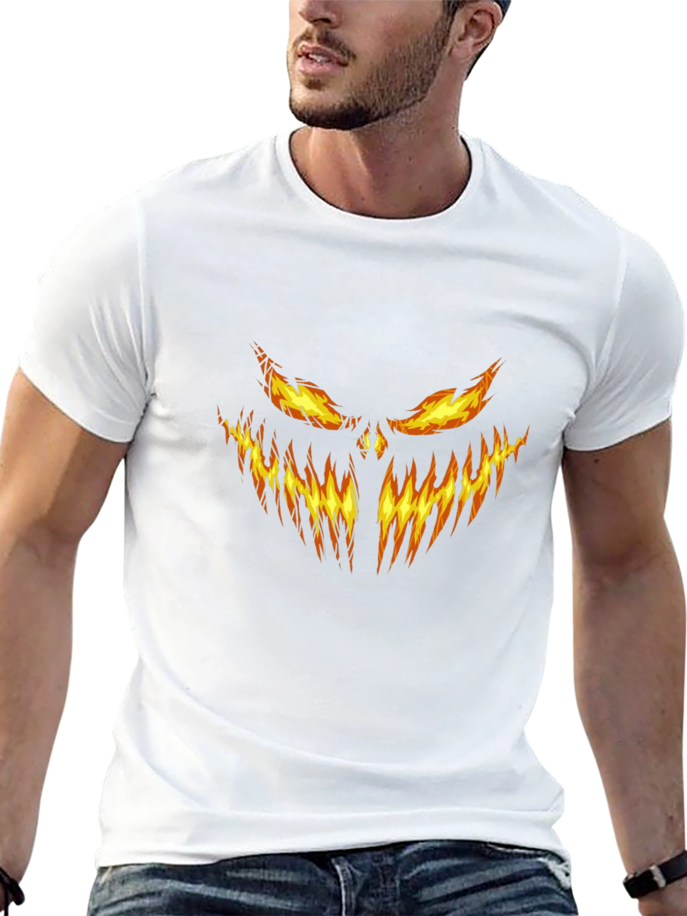 Fiery Pumpkin Face Graphic Tee