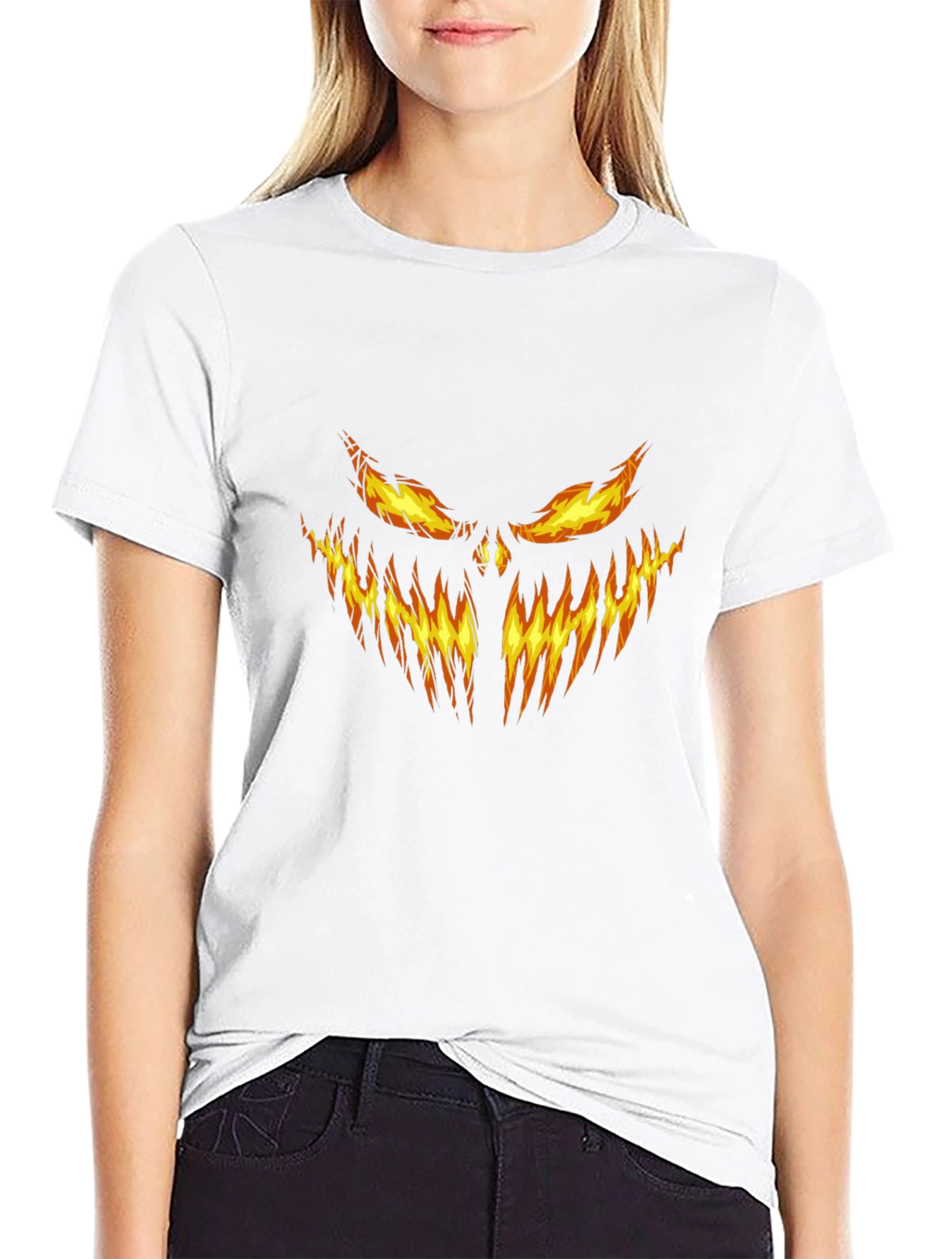 Fiery Pumpkin Face Graphic Tee