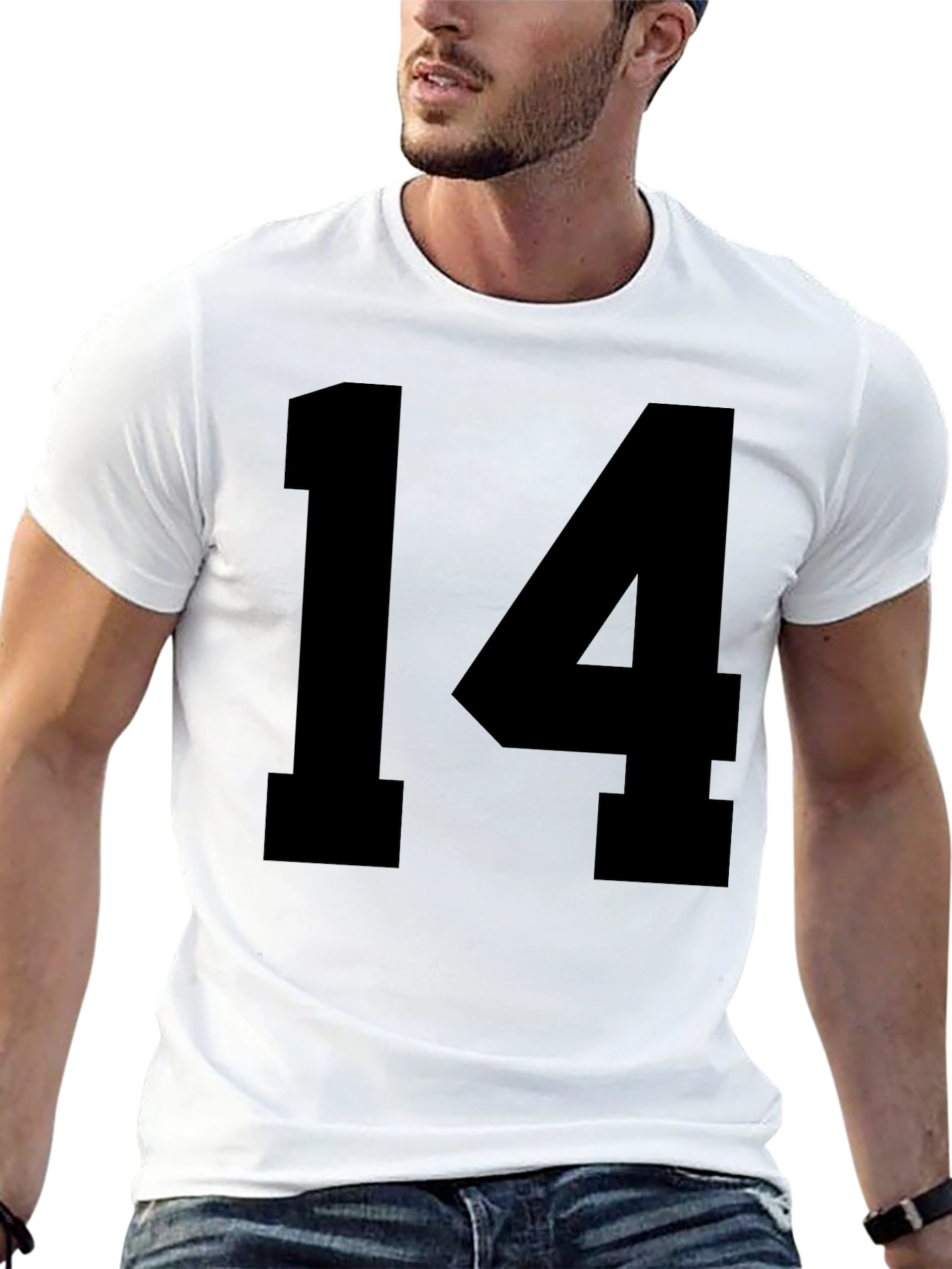 Black T-shirt with Bold 14 Number