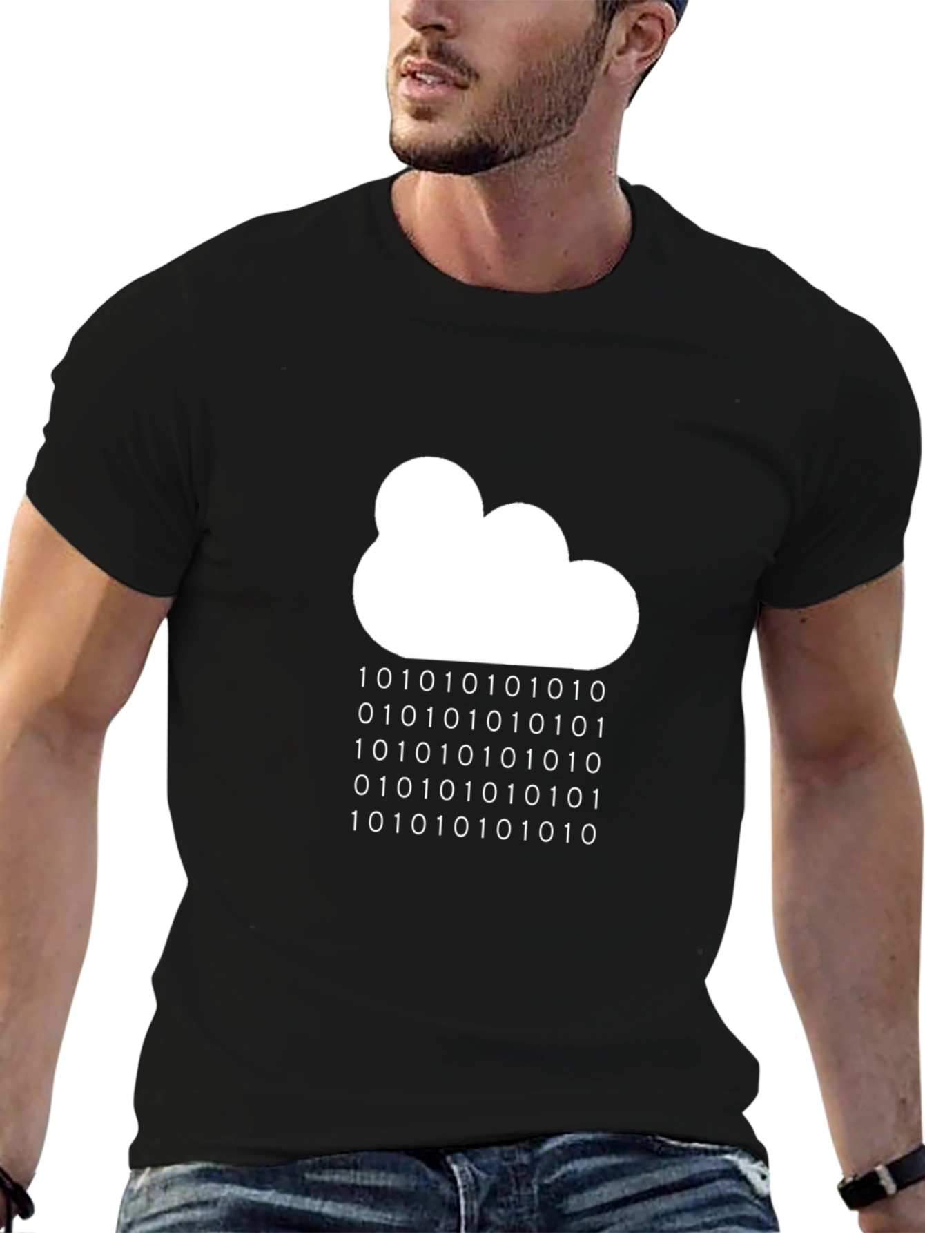 Cloud Binary Code T-Shirt - Geeky Style