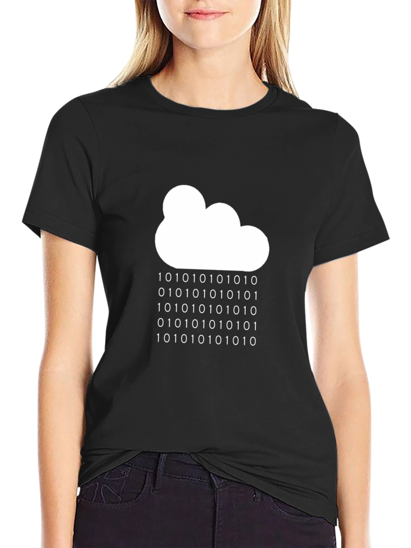Cloud Binary Code T-Shirt - Geeky Style