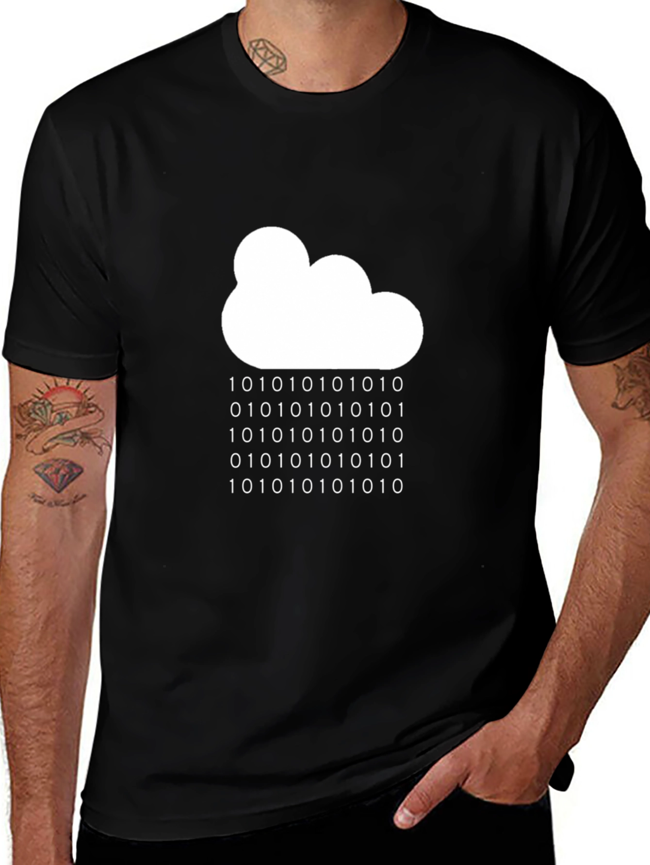 Cloud Binary Code T-Shirt - Geeky Style