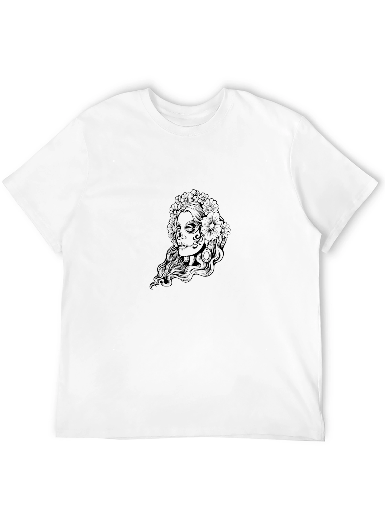 Sugar Skull Woman Graphic Black T-Shirt