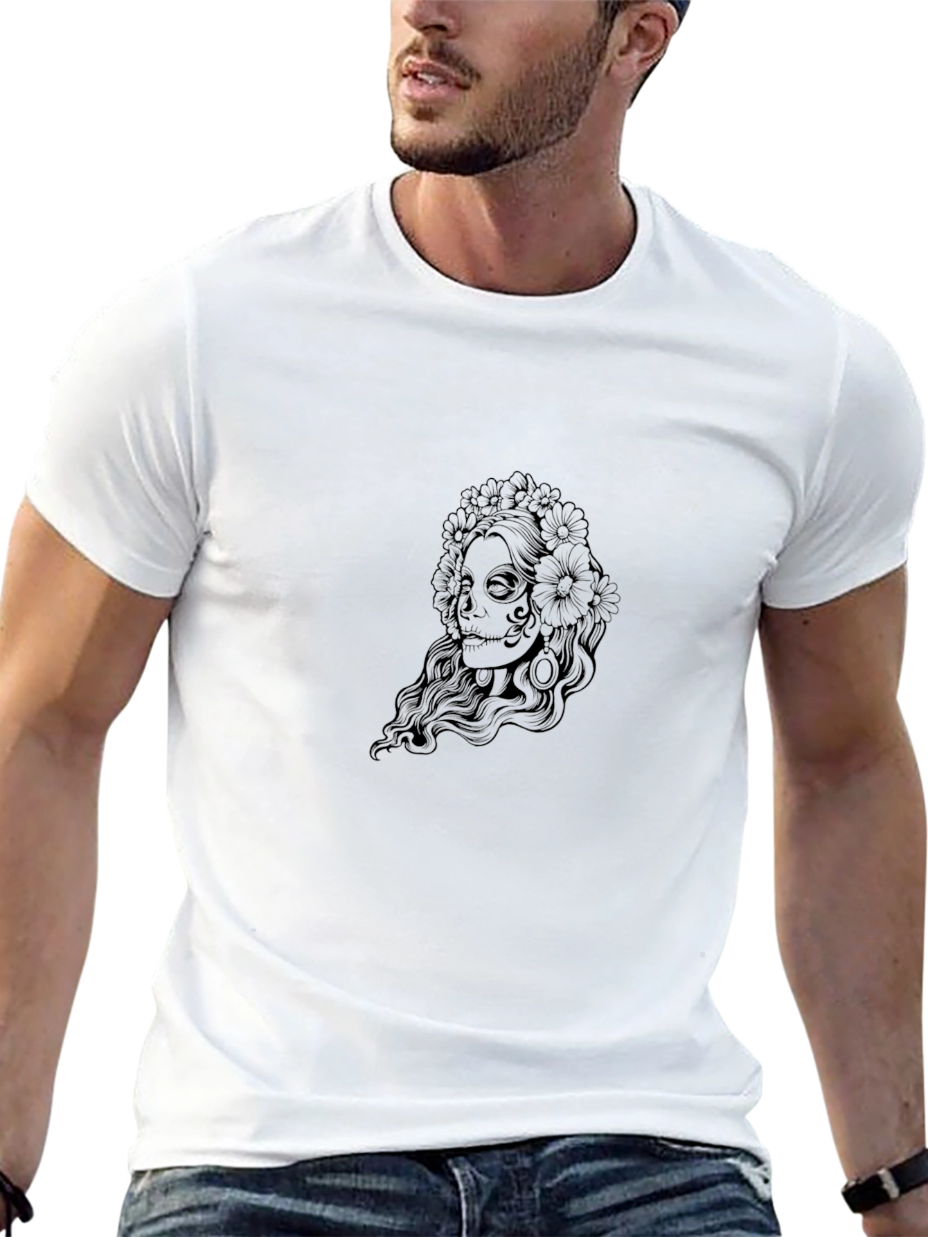 Sugar Skull Woman Graphic Black T-Shirt