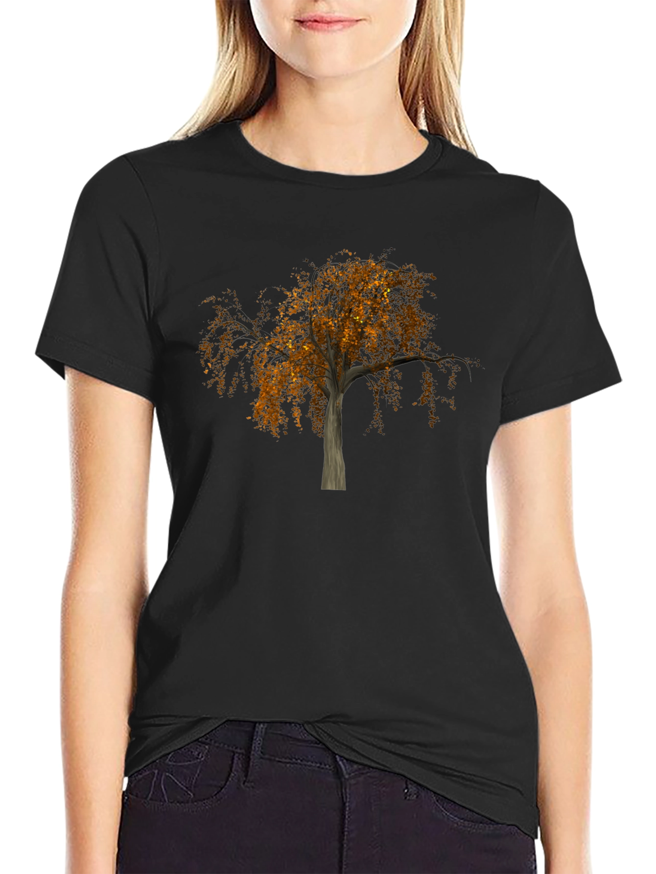 Fall Tree Graphic Black Tee - Nature Inspired Style