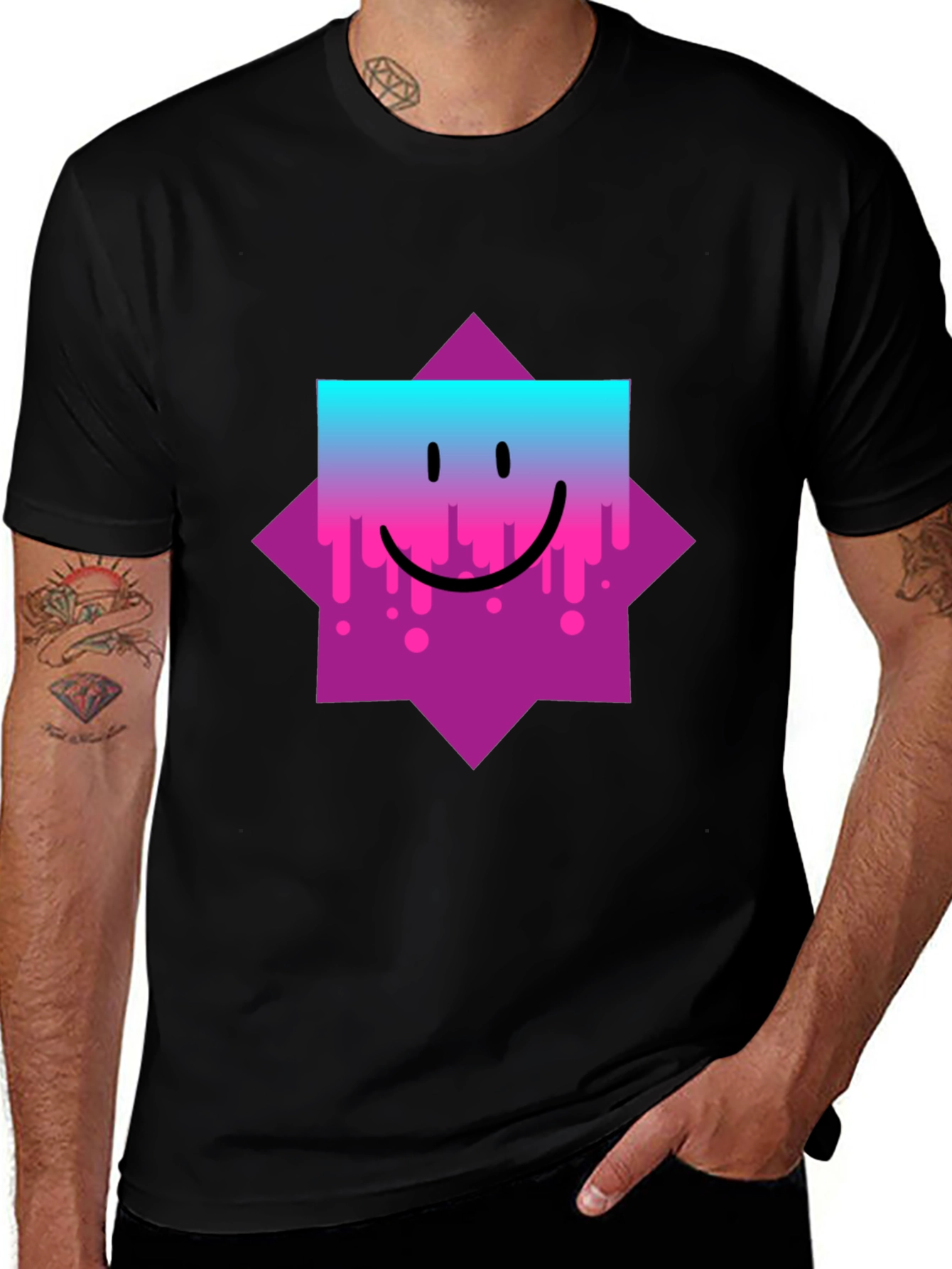 Smiley Face Graphic Tee - Trendy Casual Wear