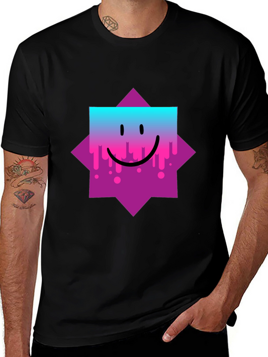 Smiley Face Graphic Tee - Trendy Casual Wear