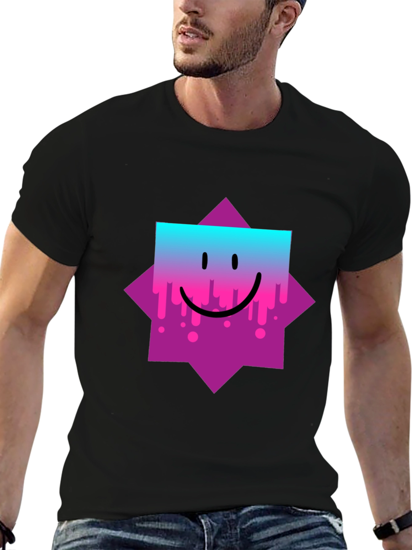 Smiley Face Graphic Tee - Trendy Casual Wear