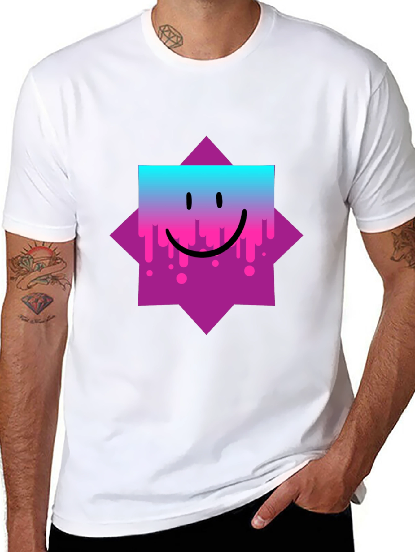 Smiley Face Graphic Tee - Trendy Casual Wear