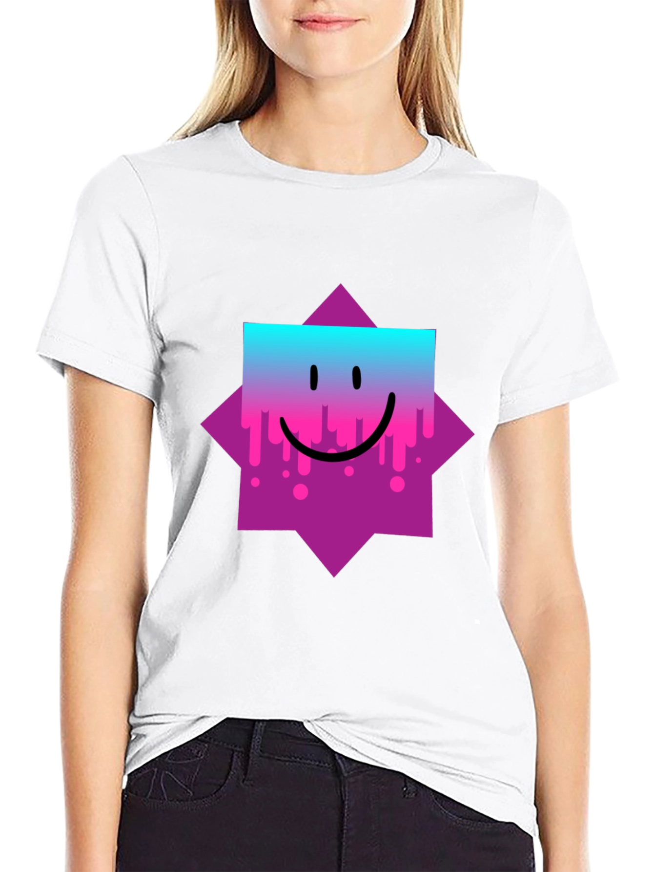 Smiley Face Graphic Tee - Trendy Casual Wear