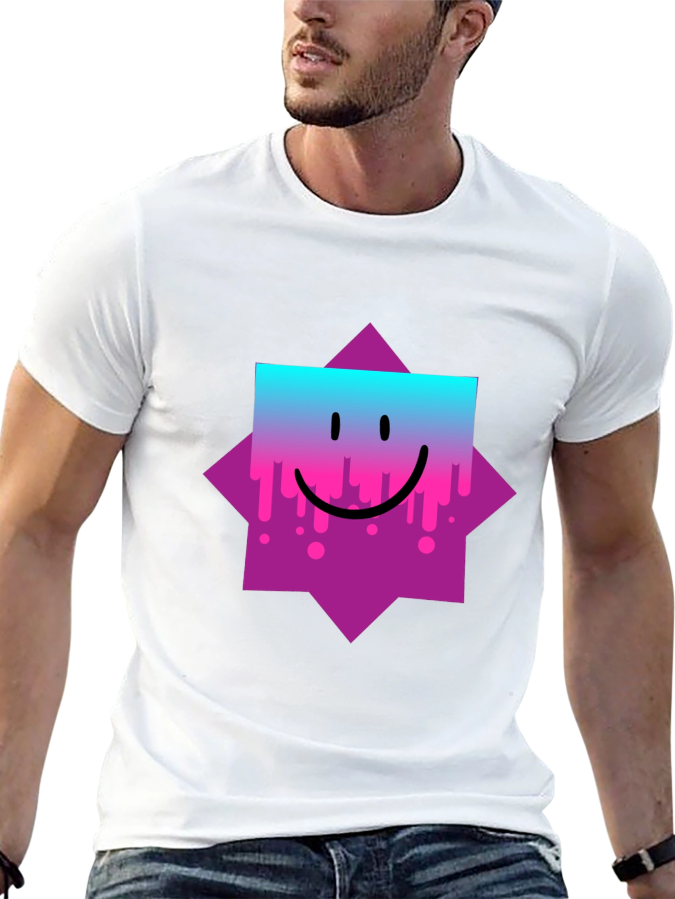 Smiley Face Graphic Tee - Trendy Casual Wear