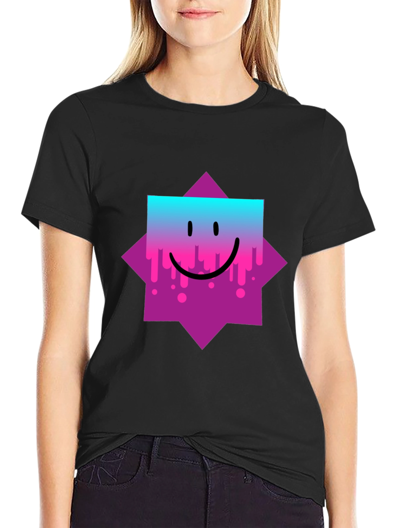 Smiley Face Graphic Tee - Trendy Casual Wear