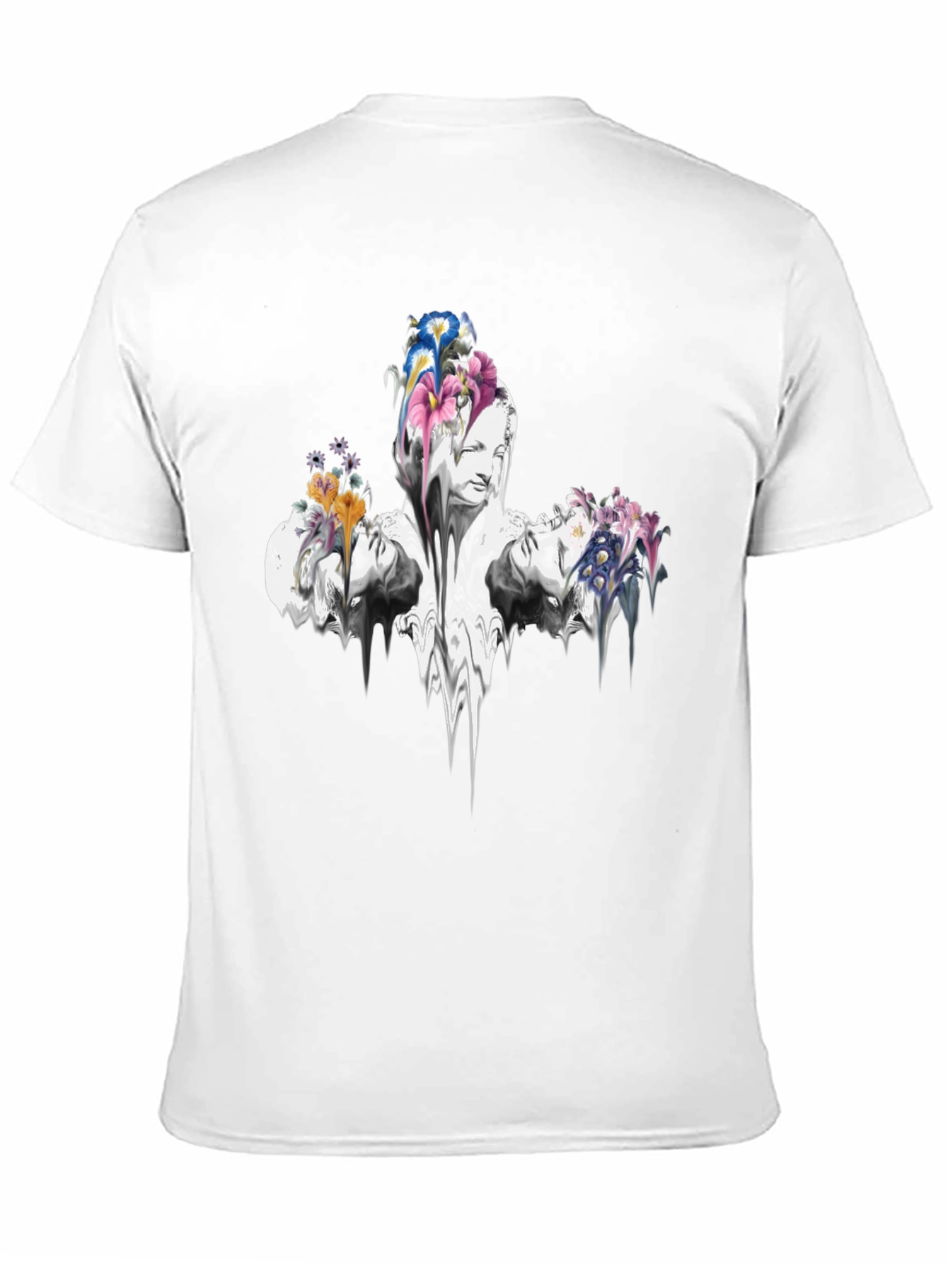 Floral Statue Graphic Tee - Black Cotton Blend