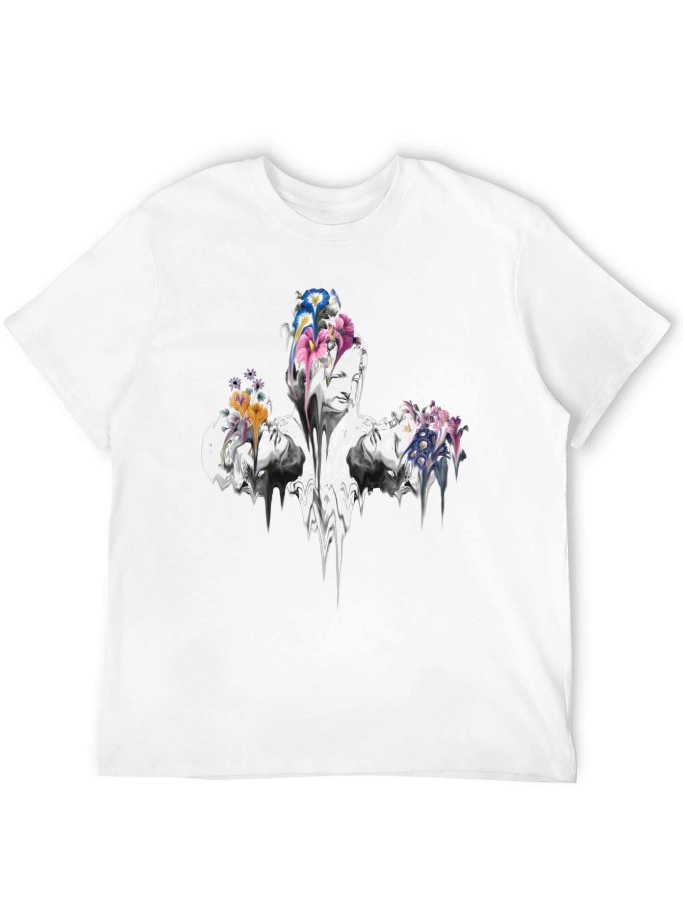 Floral Statue Graphic Tee - Black Cotton Blend