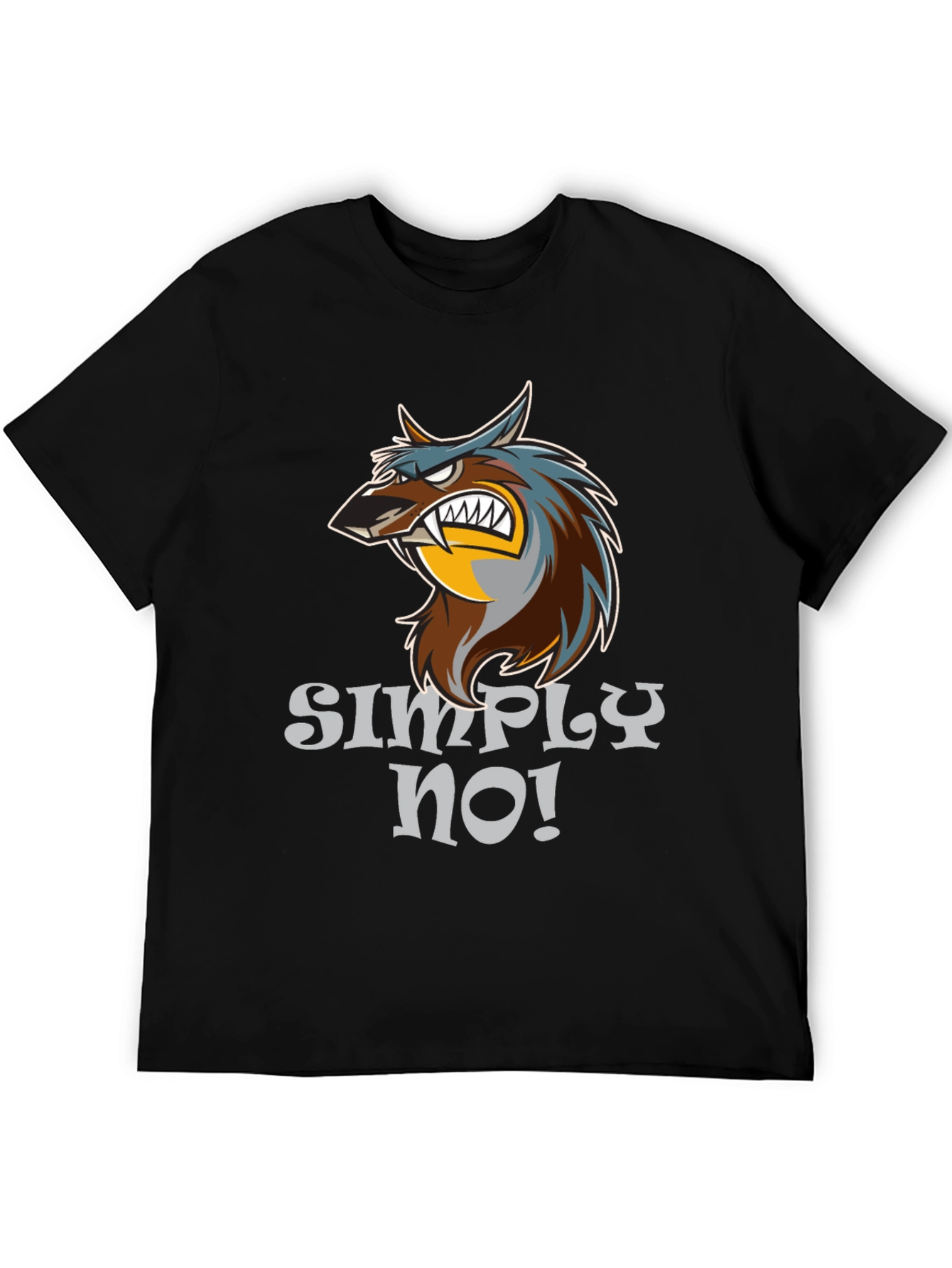 Simply No! Wolf Graphic Black T-Shirt