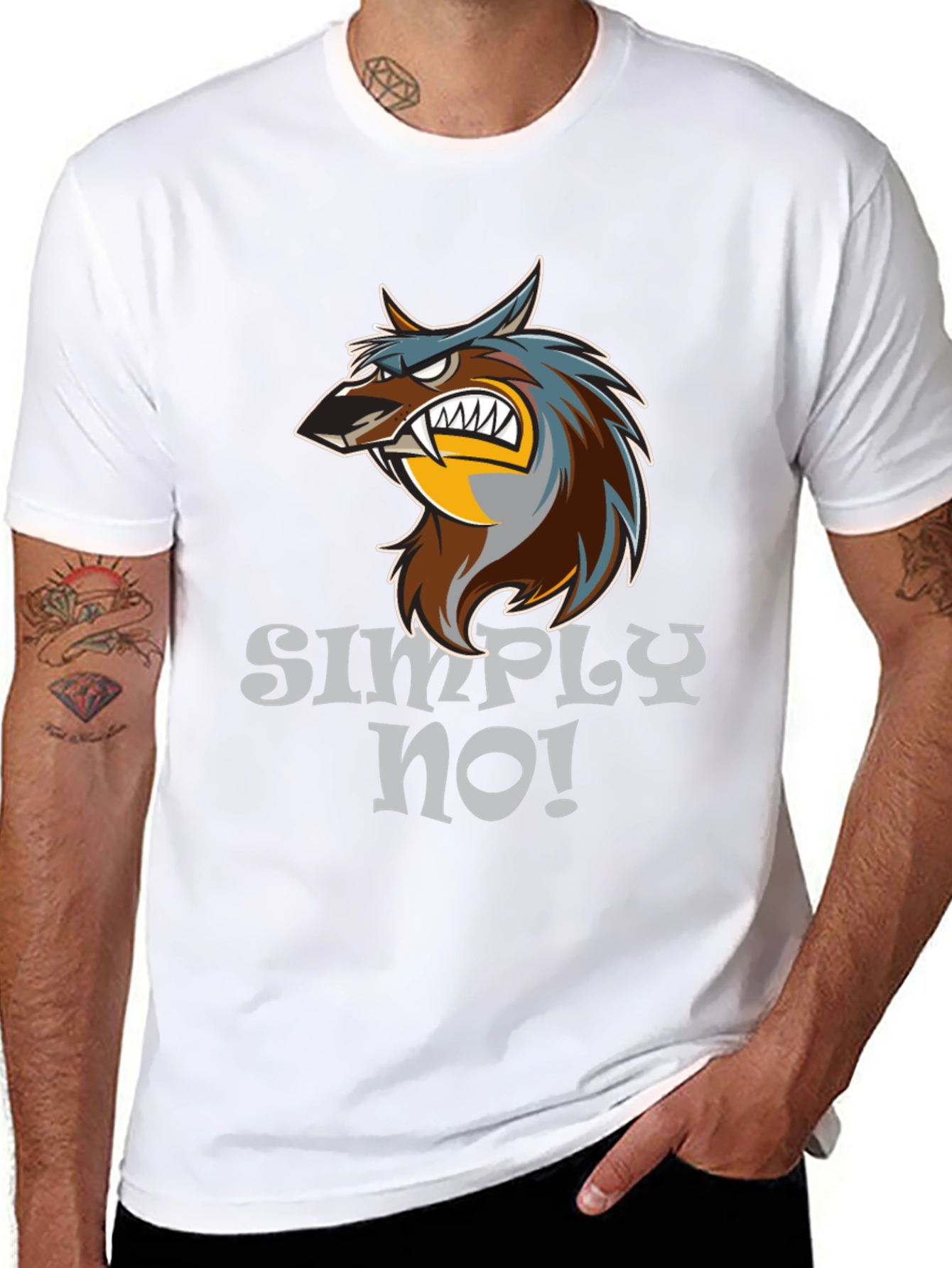 Simply No! Wolf Graphic Black T-Shirt