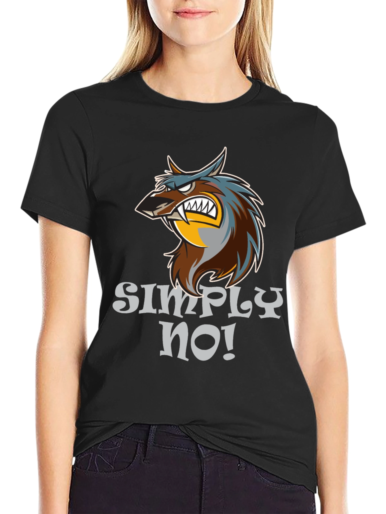 Simply No! Wolf Graphic Black T-Shirt