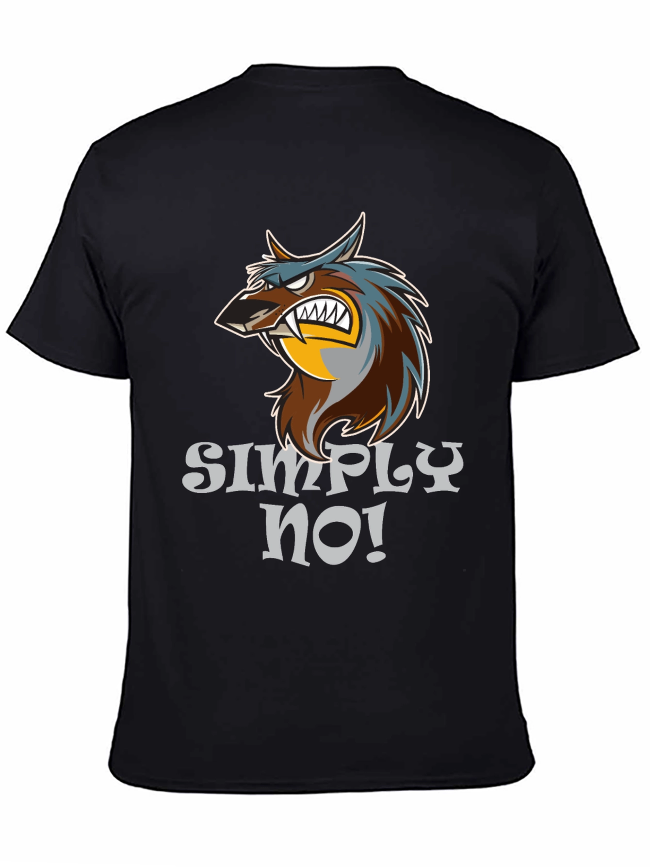 Simply No! Wolf Graphic Black T-Shirt
