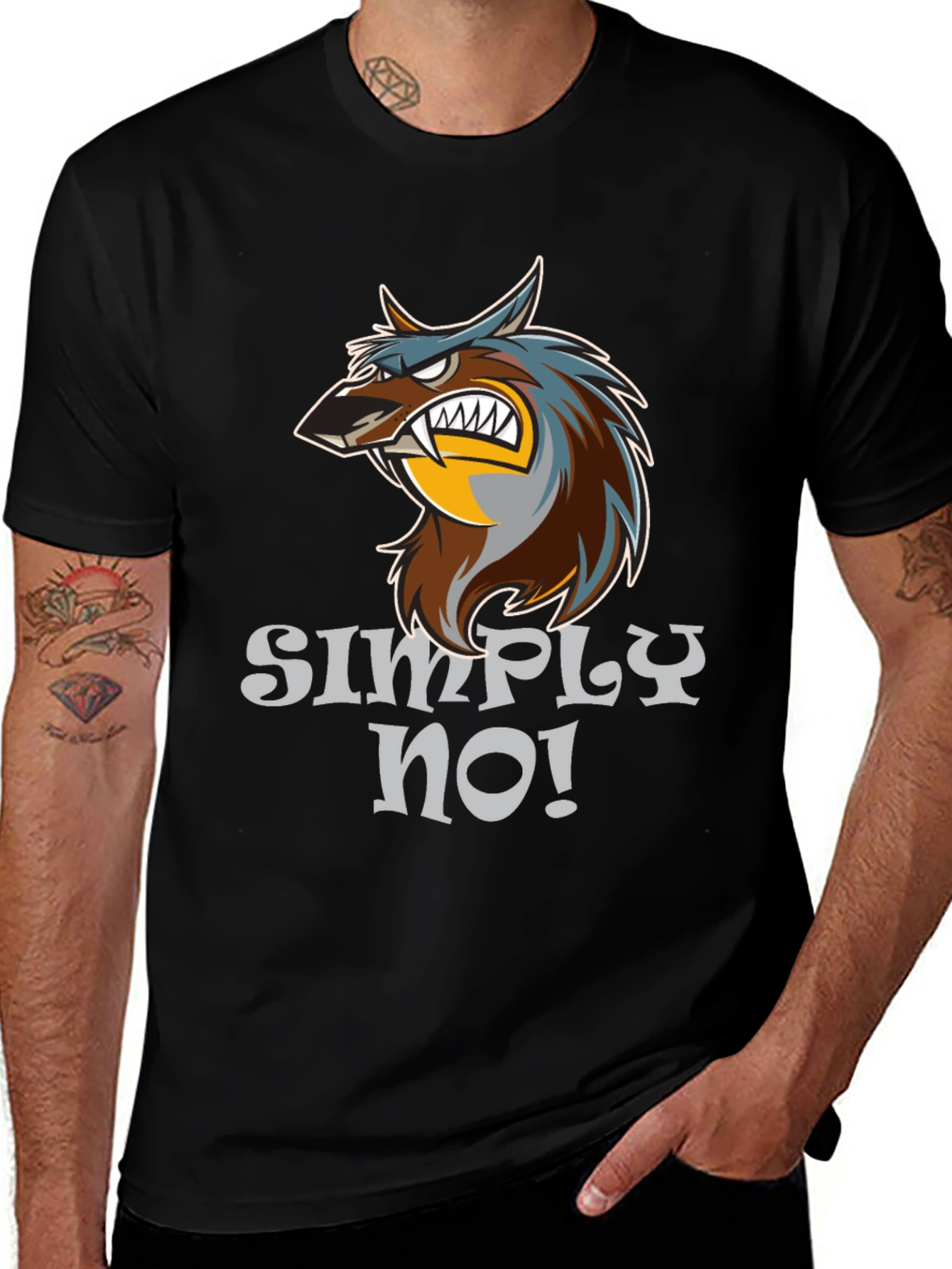 Simply No! Wolf Graphic Black T-Shirt