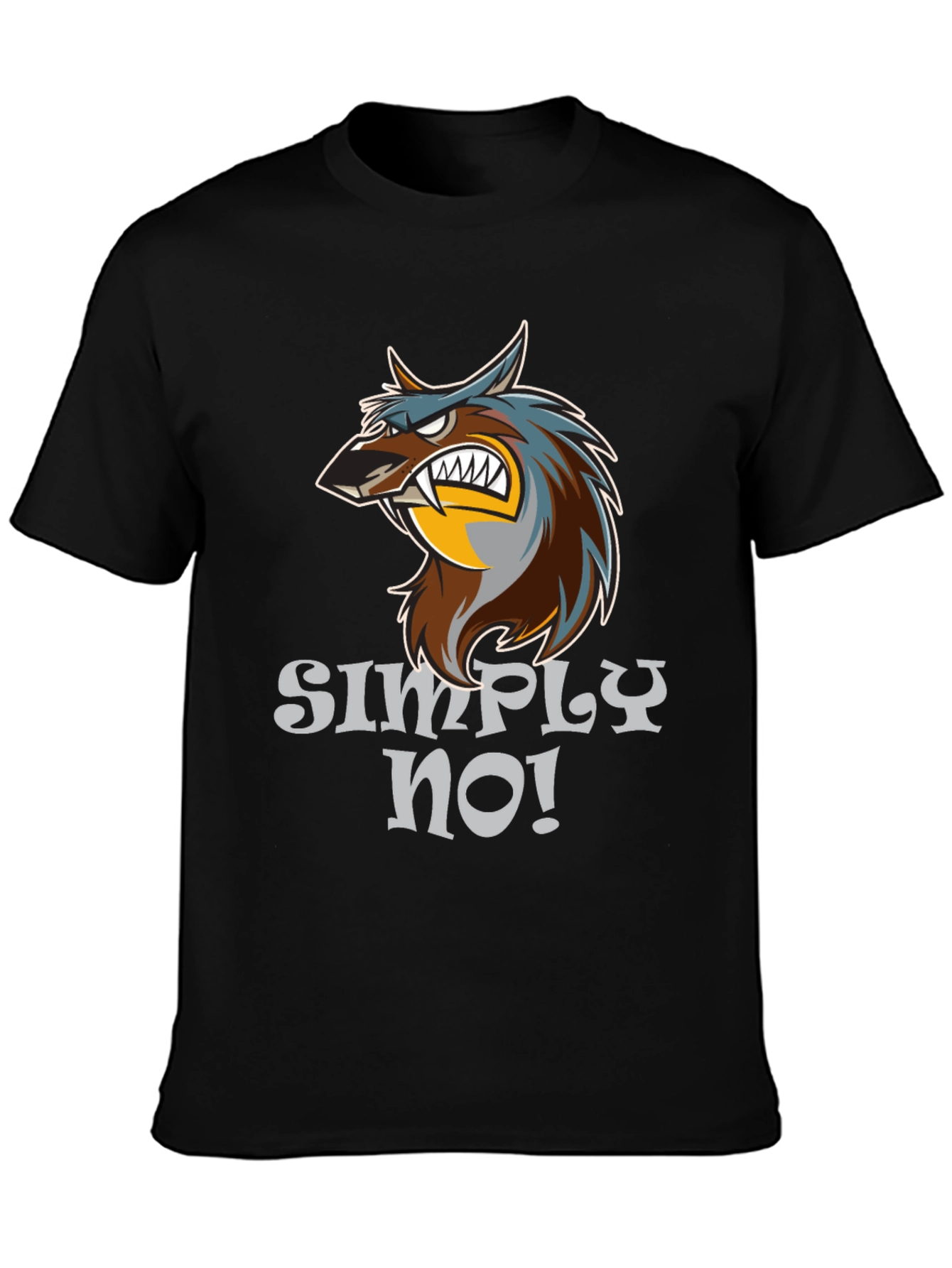 Simply No! Wolf Graphic Black T-Shirt