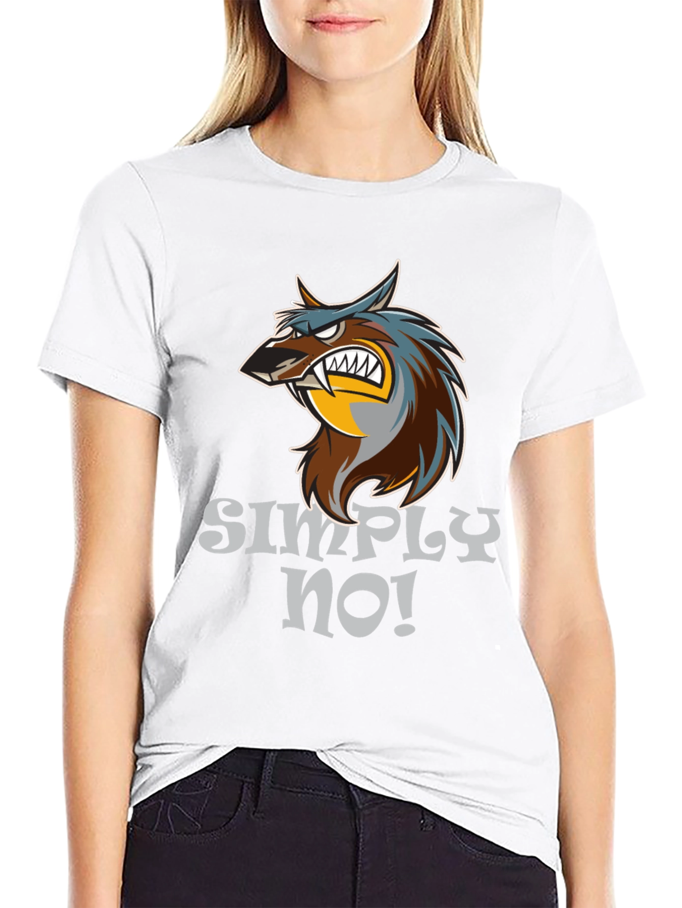 Simply No! Wolf Graphic Black T-Shirt