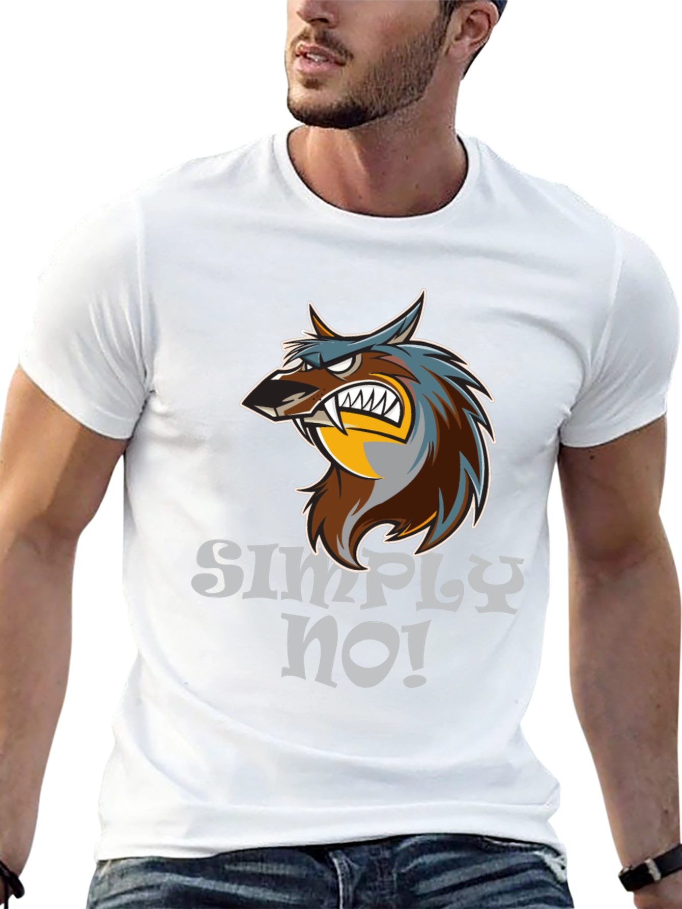 Simply No! Wolf Graphic Black T-Shirt
