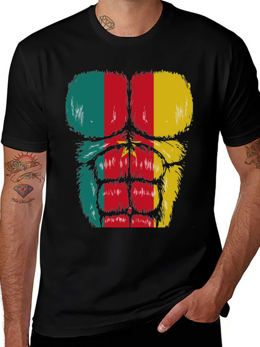 Cameroon Flag Gorilla Chest T-Shirt - Patriotic Graphic Tee