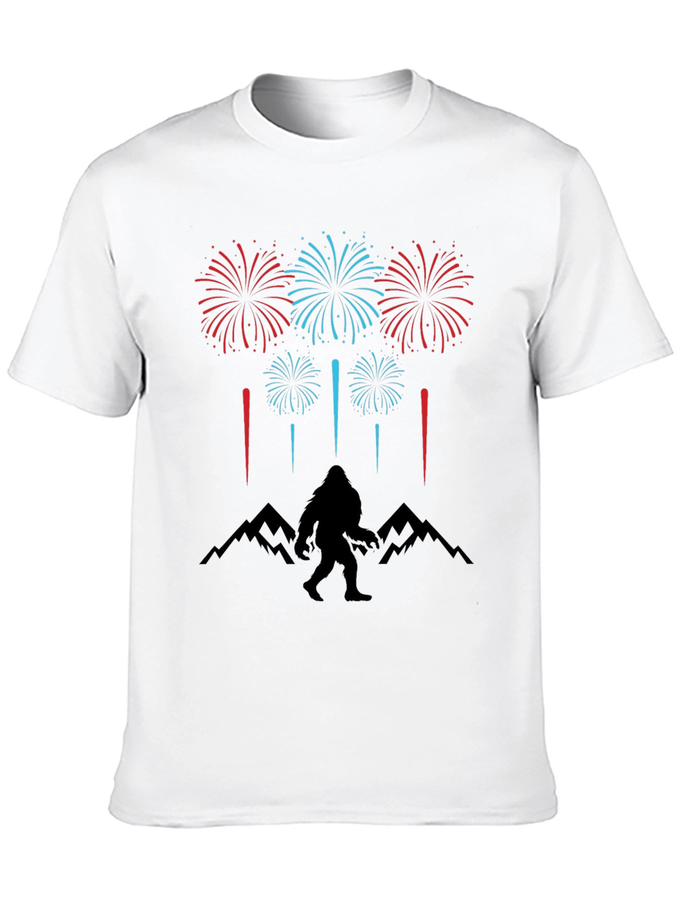 Bigfoot Fireworks T-Shirt - Mountain Silhouette Graphic Tee