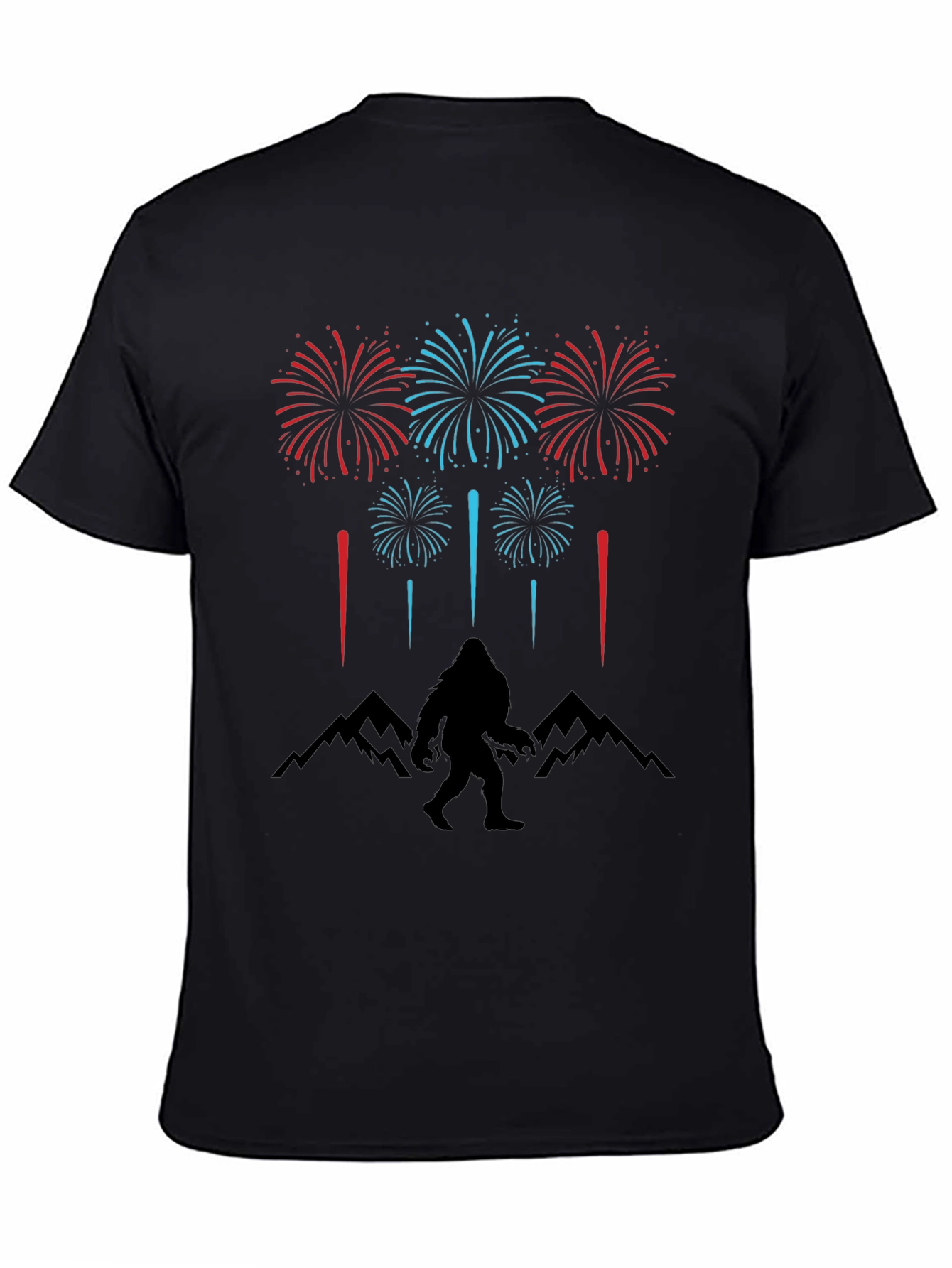 Bigfoot Fireworks T-Shirt - Mountain Silhouette Graphic Tee