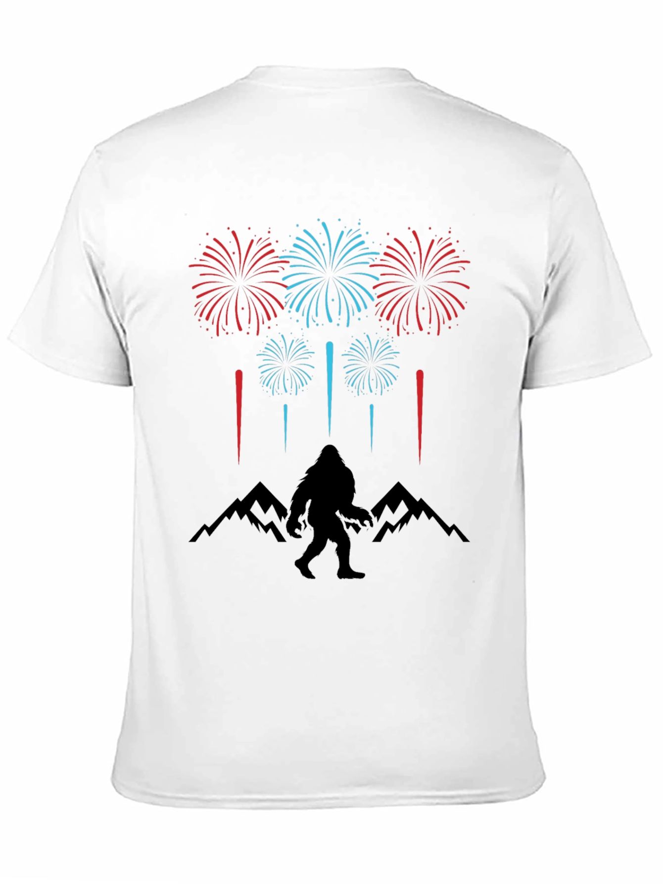 Bigfoot Fireworks T-Shirt - Mountain Silhouette Graphic Tee