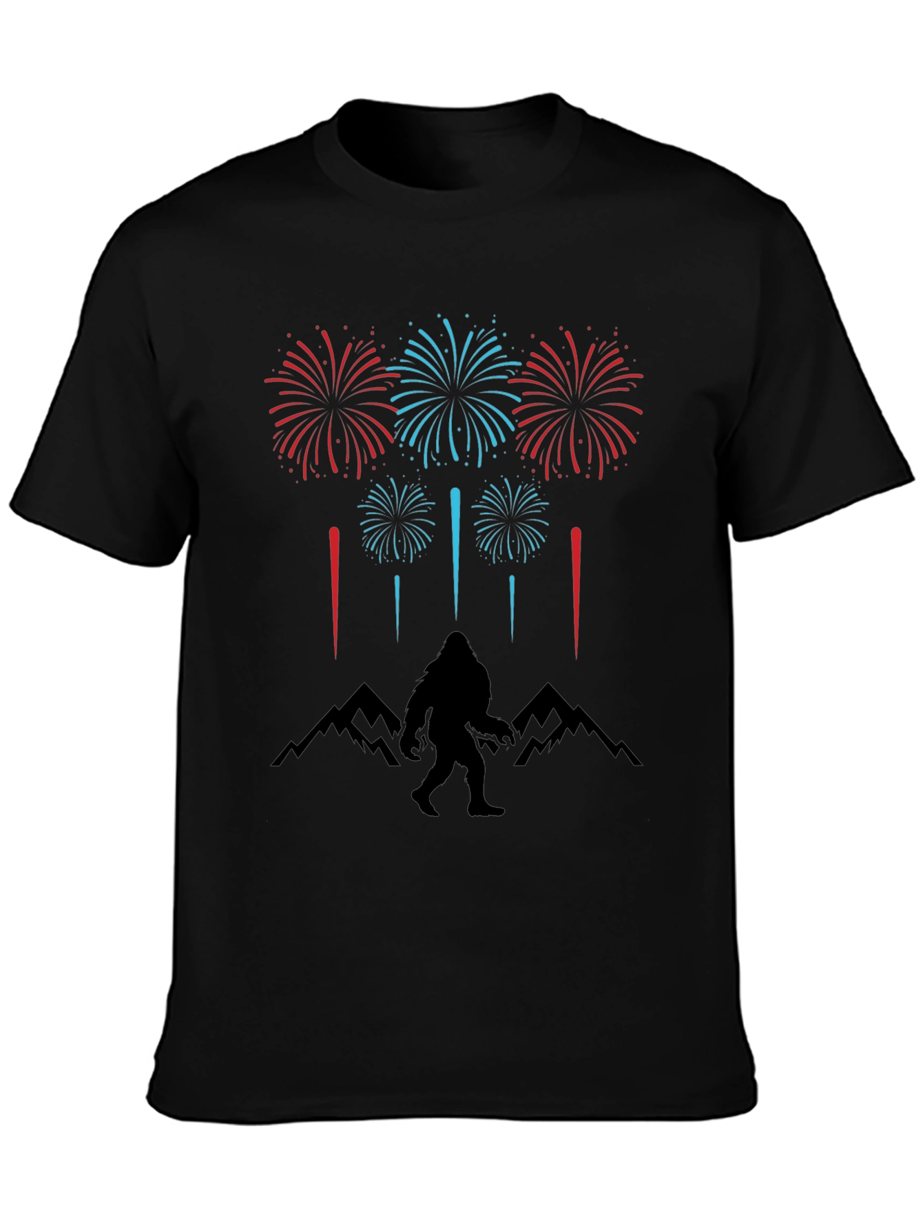 Bigfoot Fireworks T-Shirt - Mountain Silhouette Graphic Tee