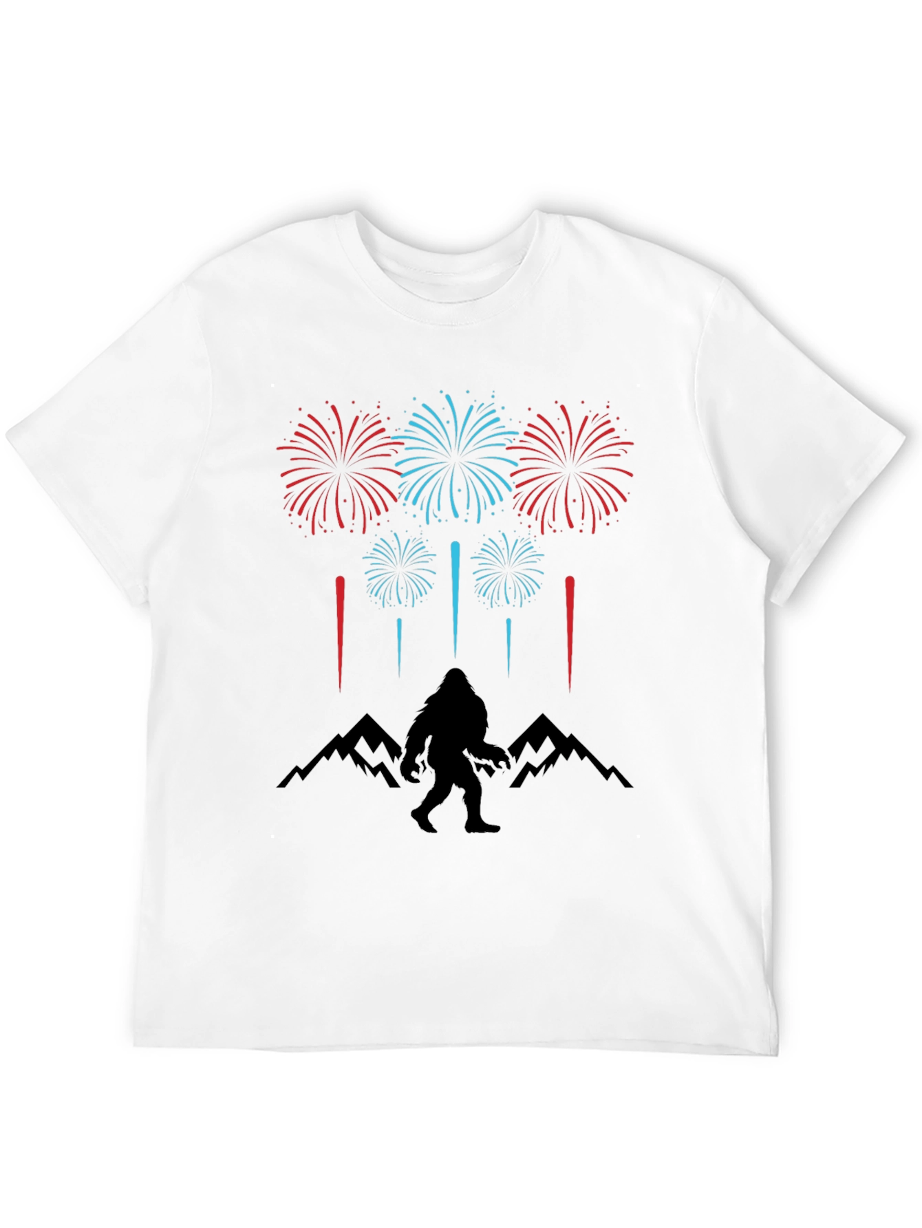 Bigfoot Fireworks T-Shirt - Mountain Silhouette Graphic Tee