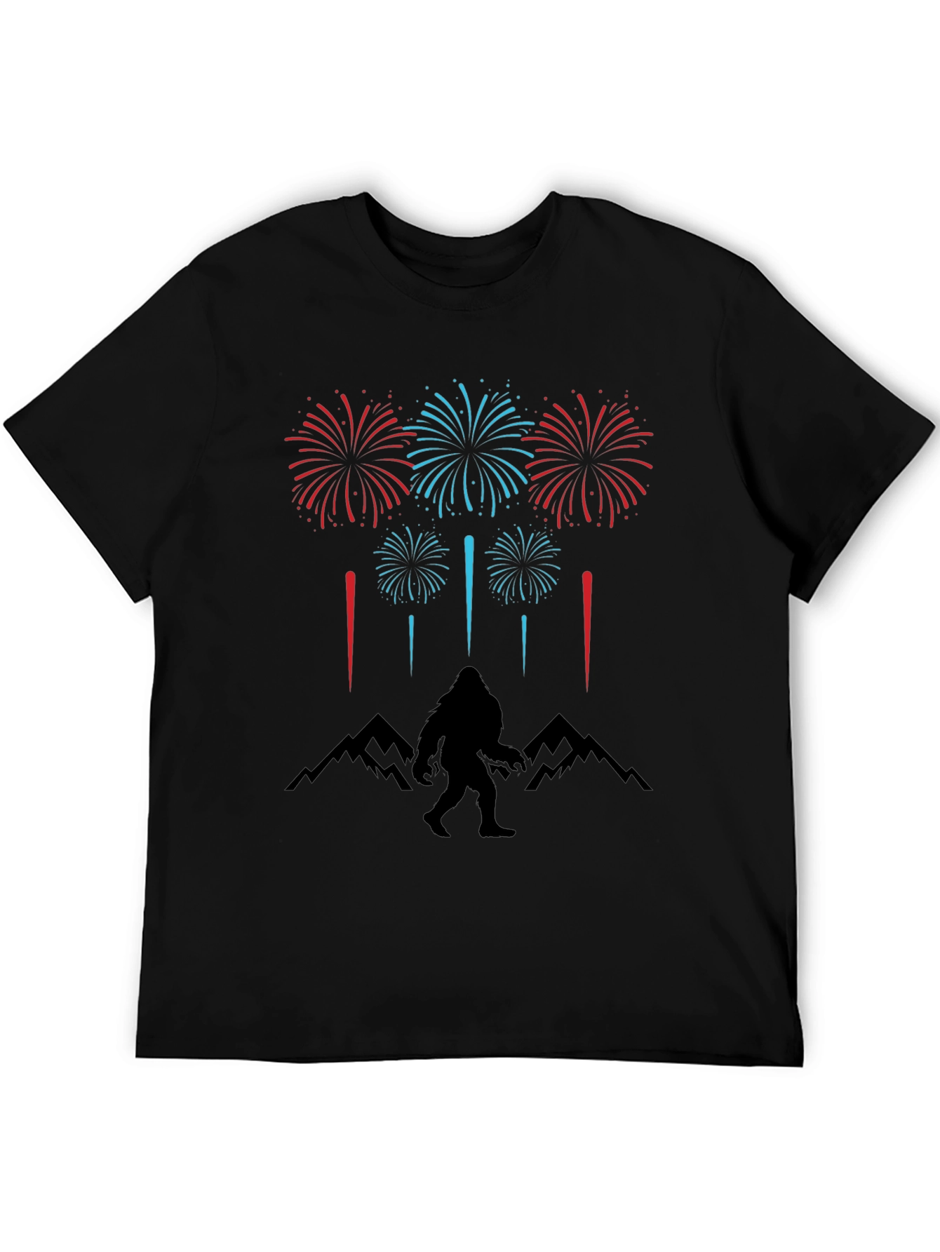 Bigfoot Fireworks T-Shirt - Mountain Silhouette Graphic Tee