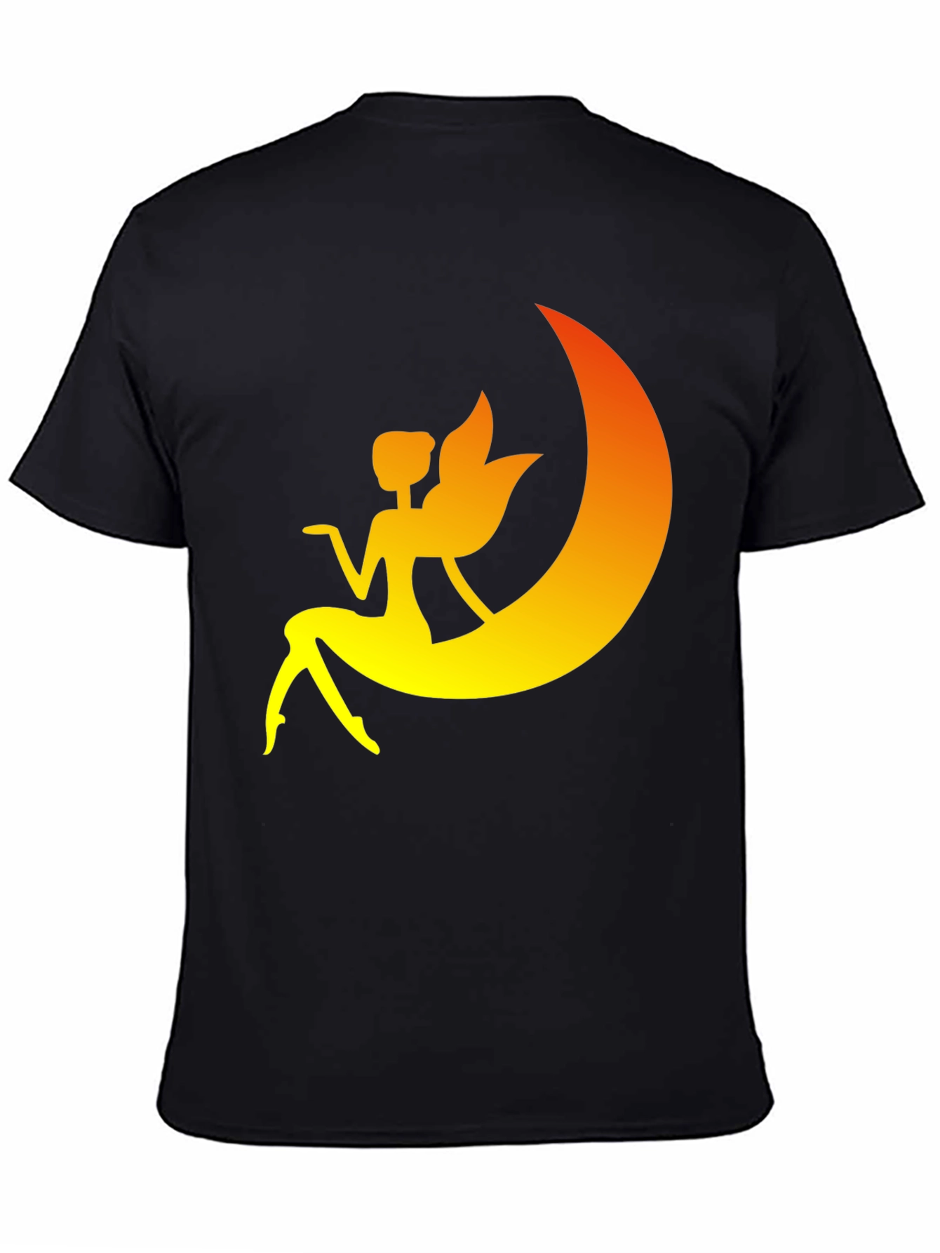 Fairy Moon Graphic Tee - Black Cotton T-Shirt