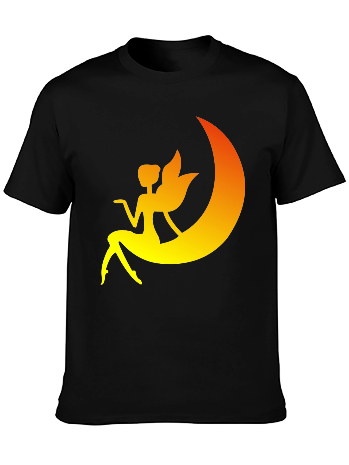 Fairy Moon Graphic Tee - Black Cotton T-Shirt