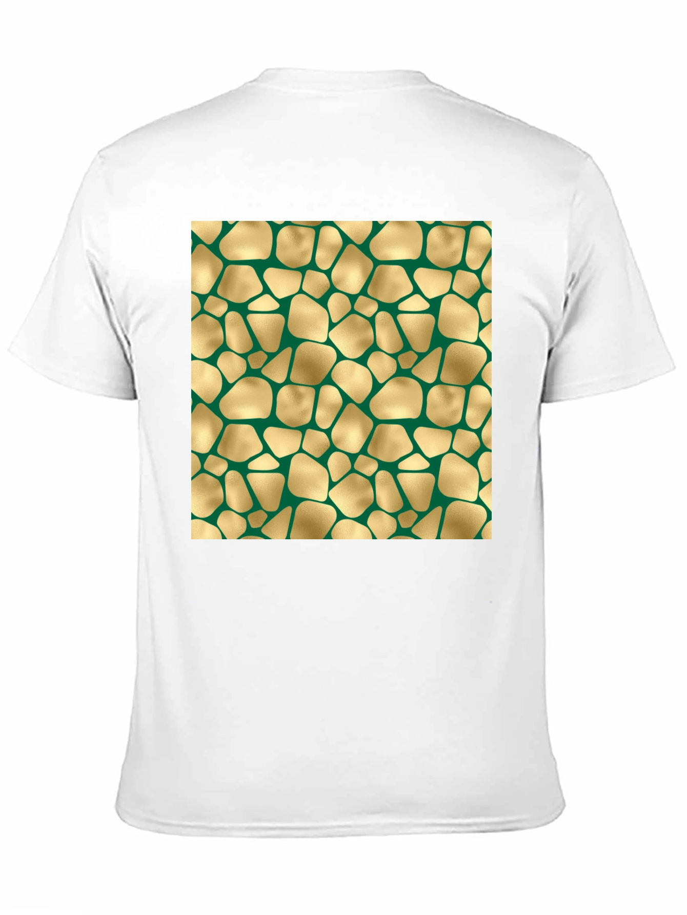 Abstract Gold & Green Patterned Black T-Shirt