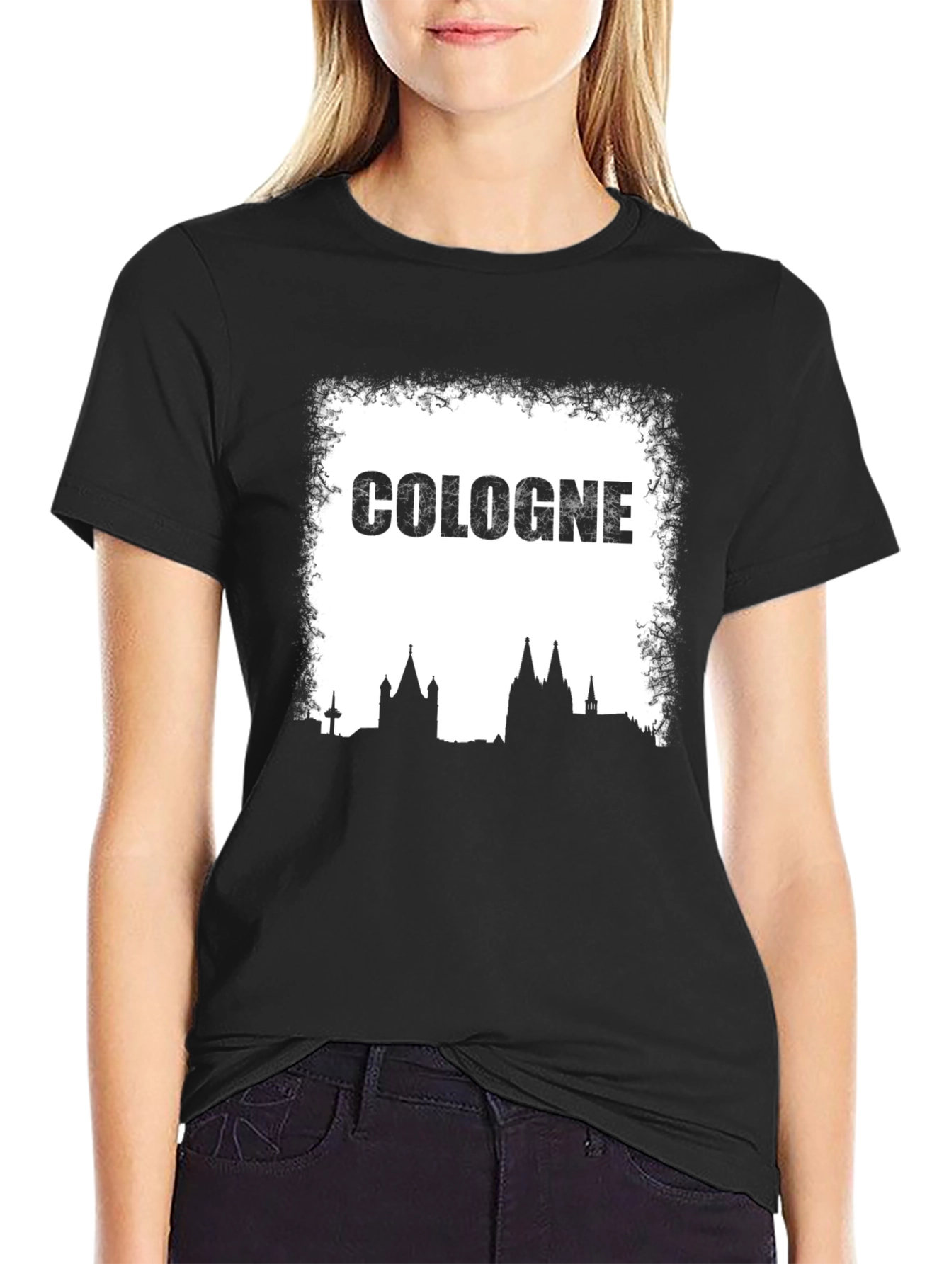 Cologne Skyline Graphic T-Shirt - Black