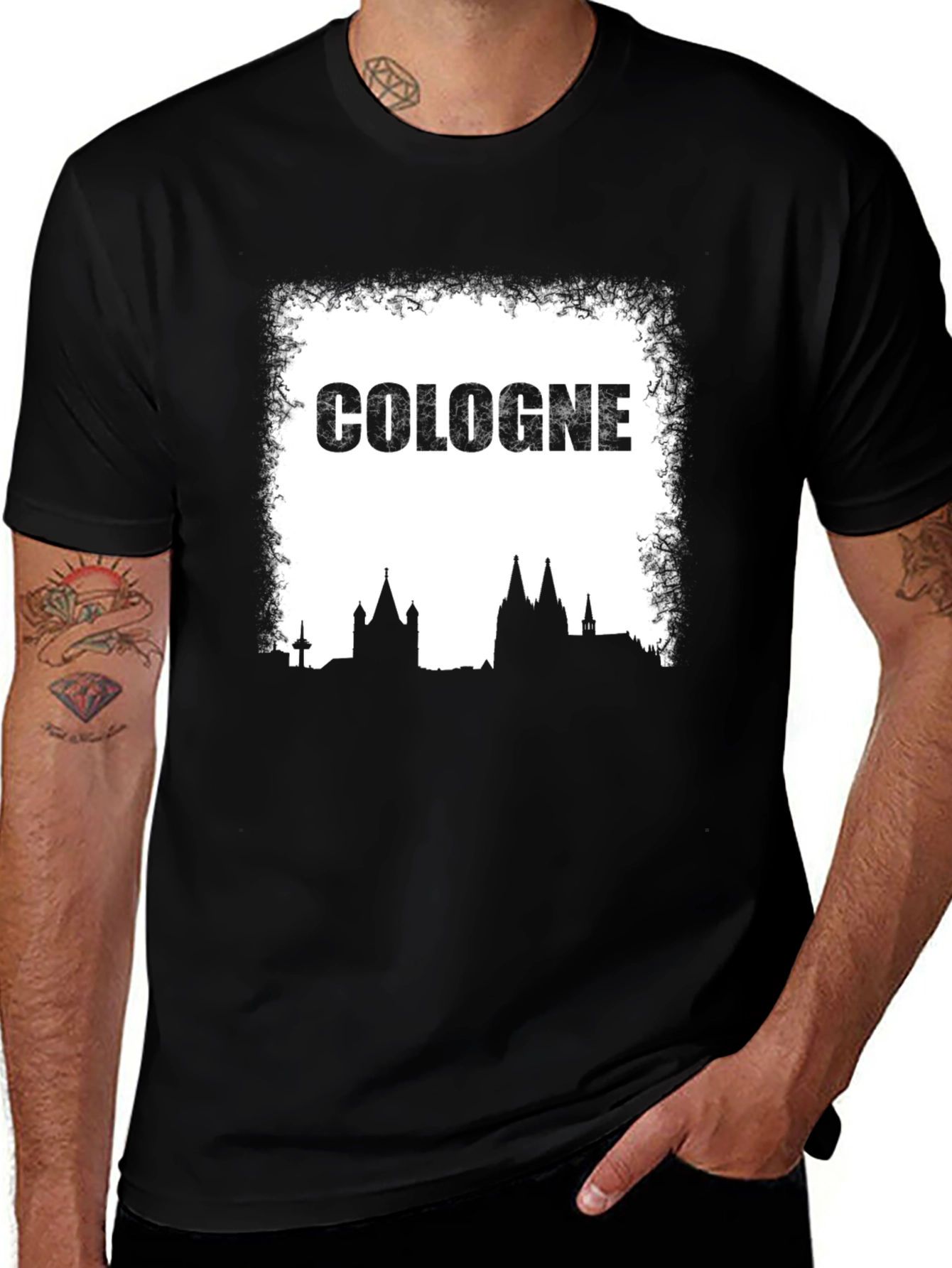 Cologne Skyline Graphic T-Shirt - Black