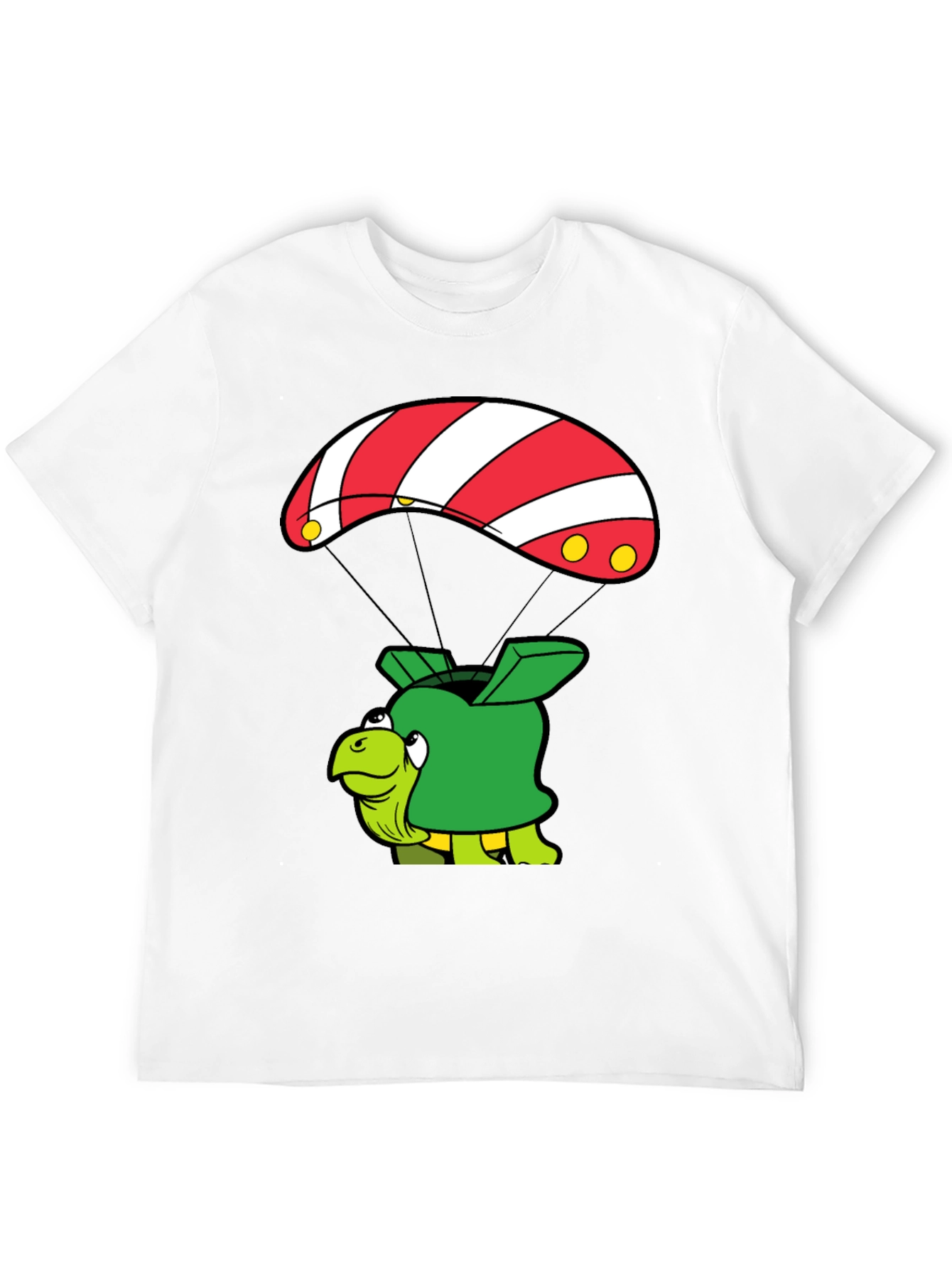 Turtle Parachute Black T-Shirt - Funny Cartoon Design