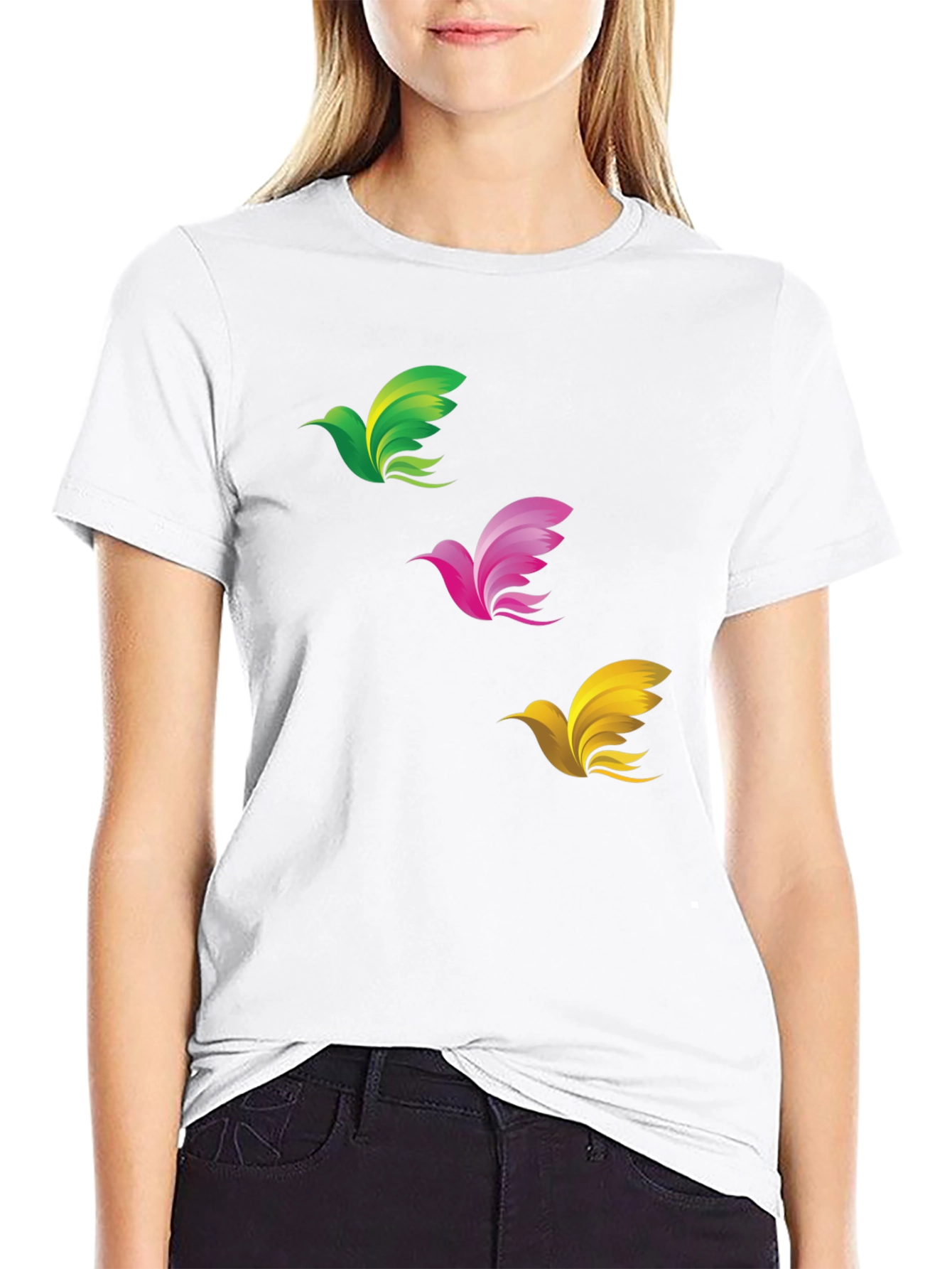 Abstract Bird Graphic Print Mens Black T-Shirt