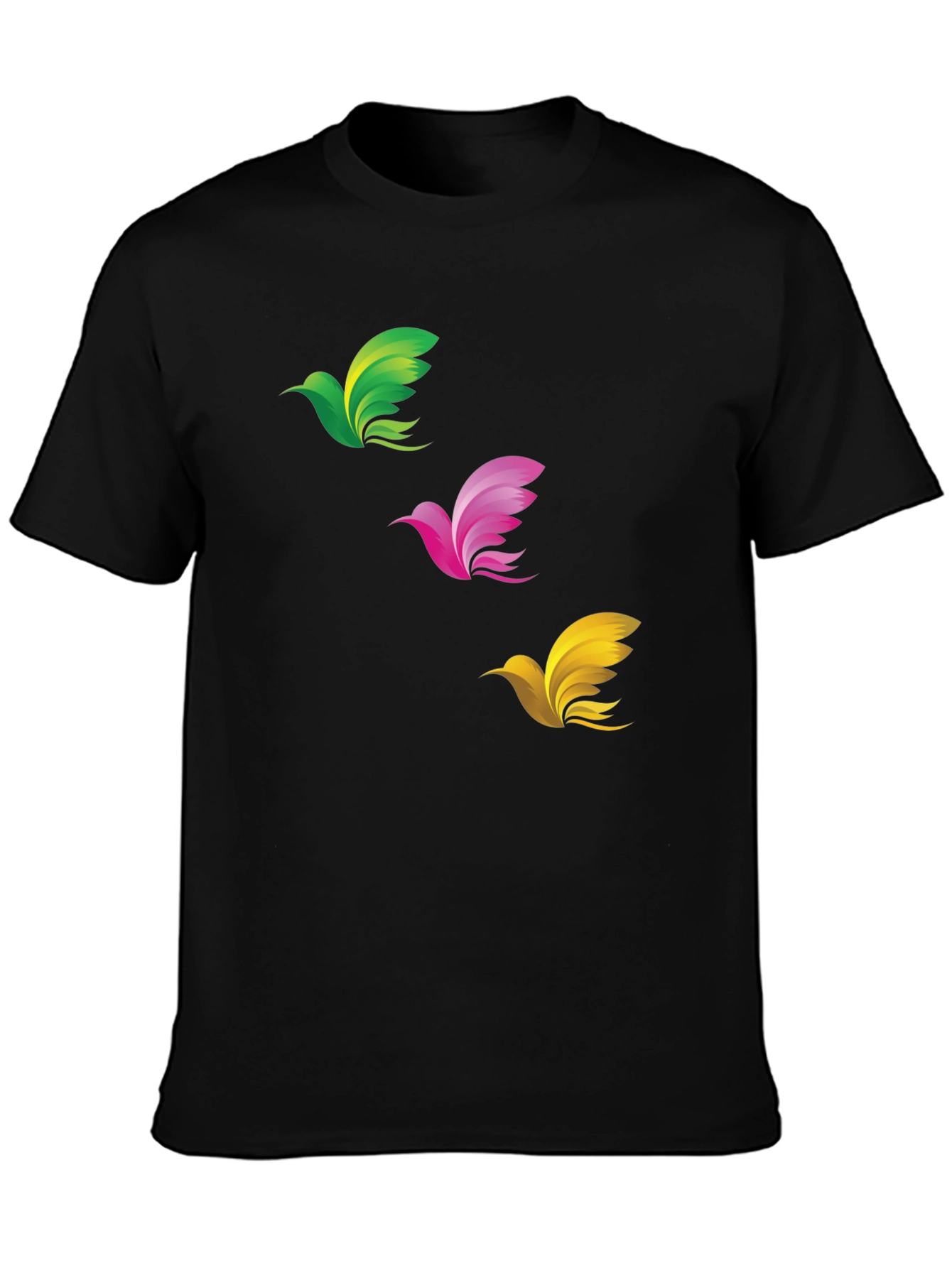 Abstract Bird Graphic Print Mens Black T-Shirt